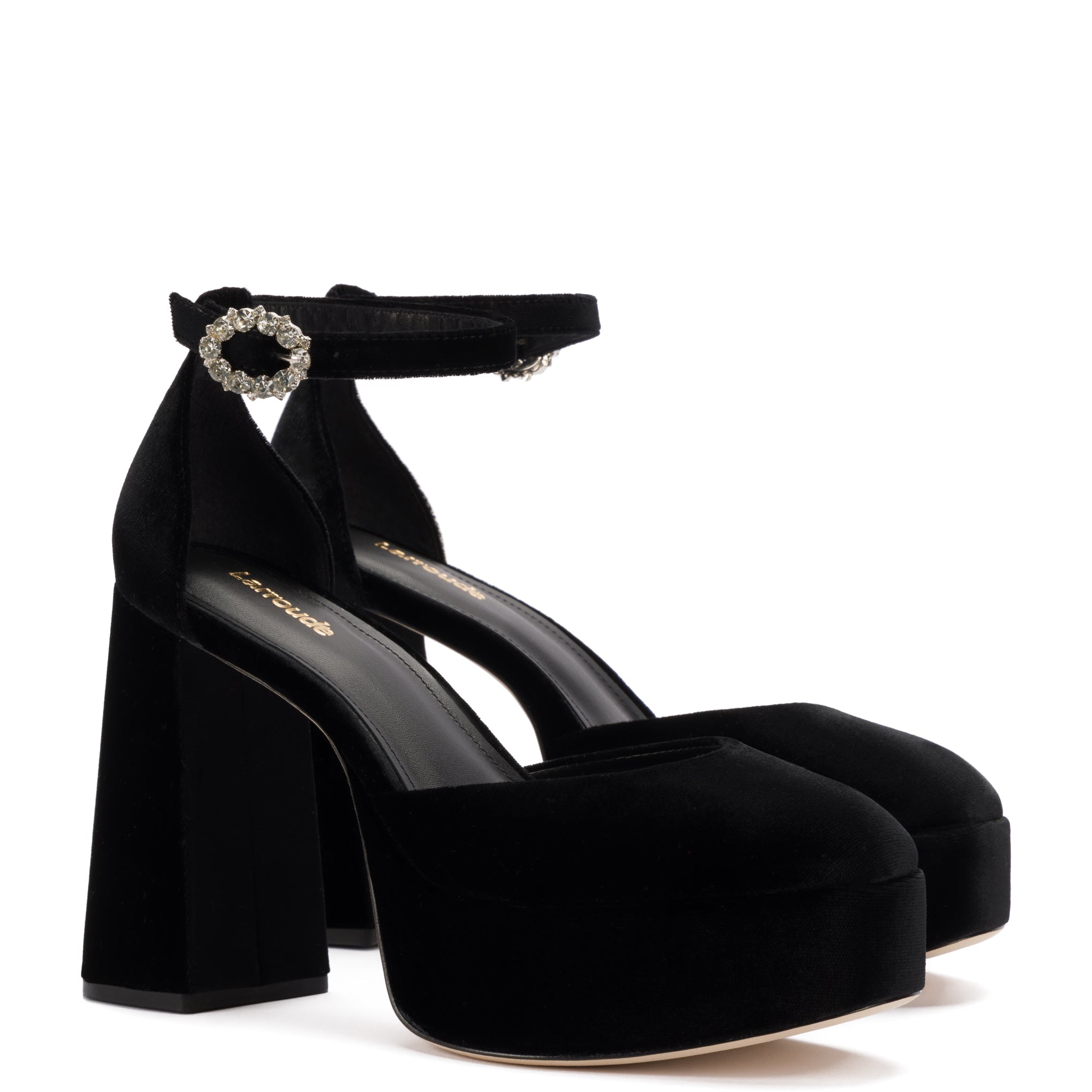 Ari Pump In Black Velvet by Larroudé