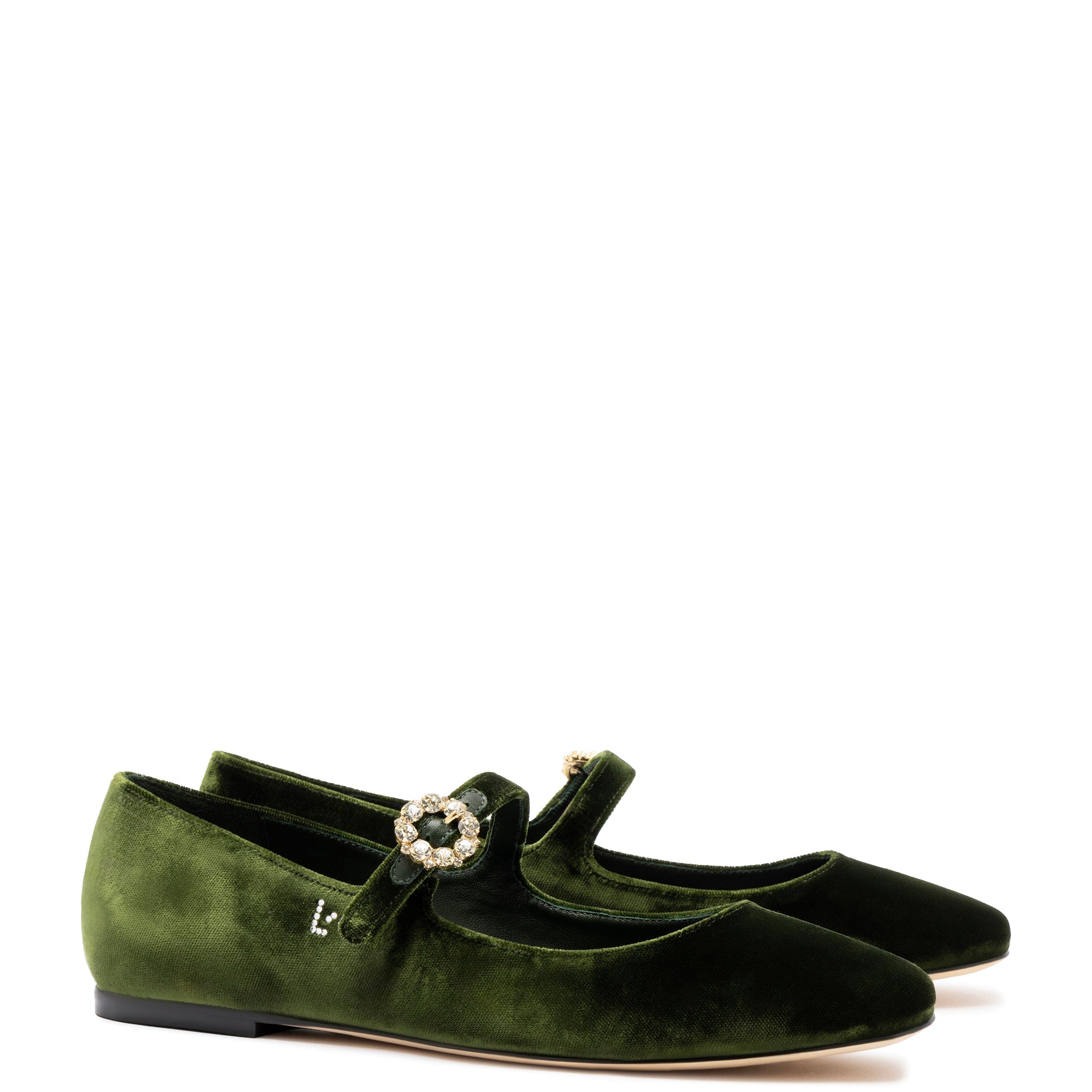 Blair Ballet Flat In Bosco Velvet by Larroudé