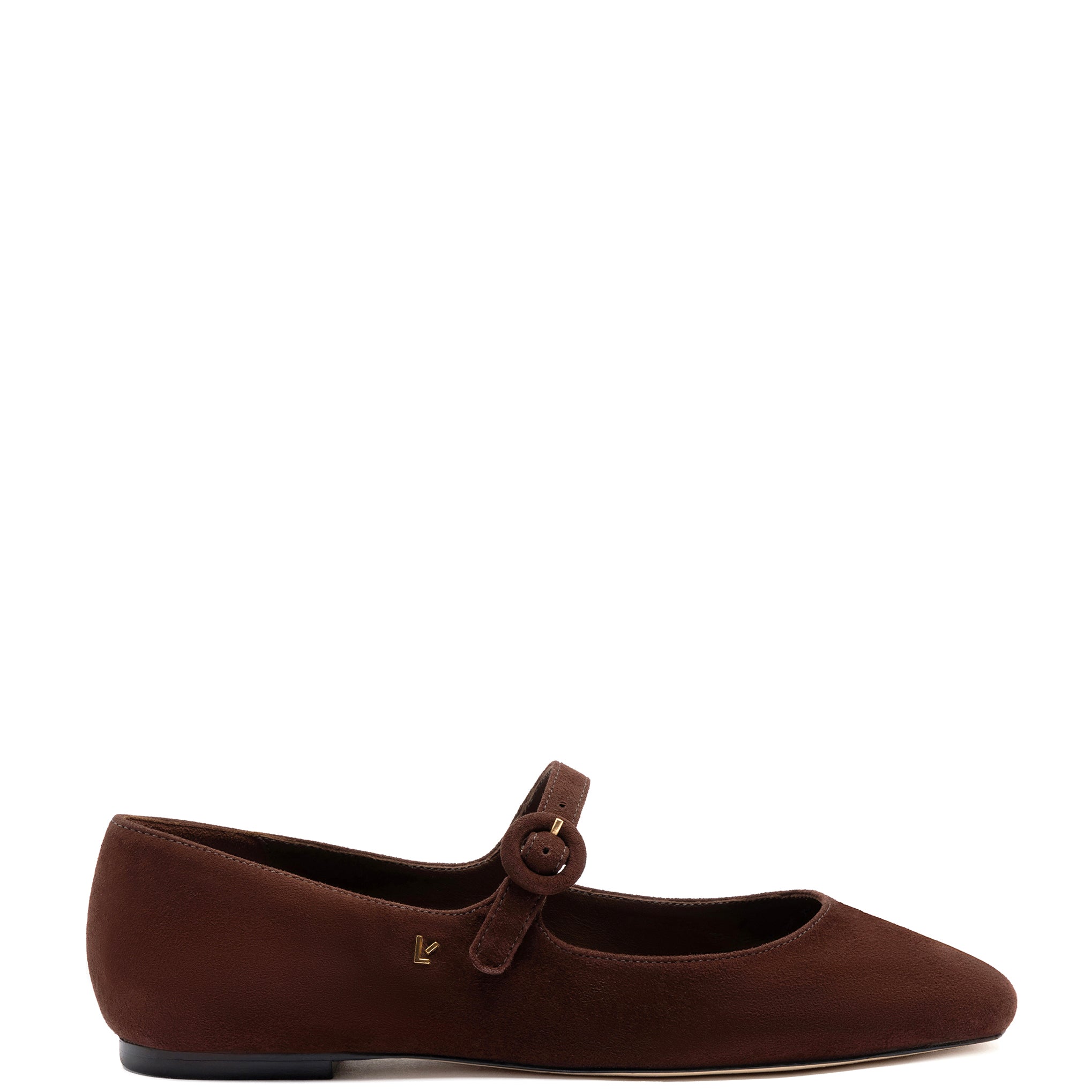 Blair Ballet Flat In Brown Suede by Larroudé