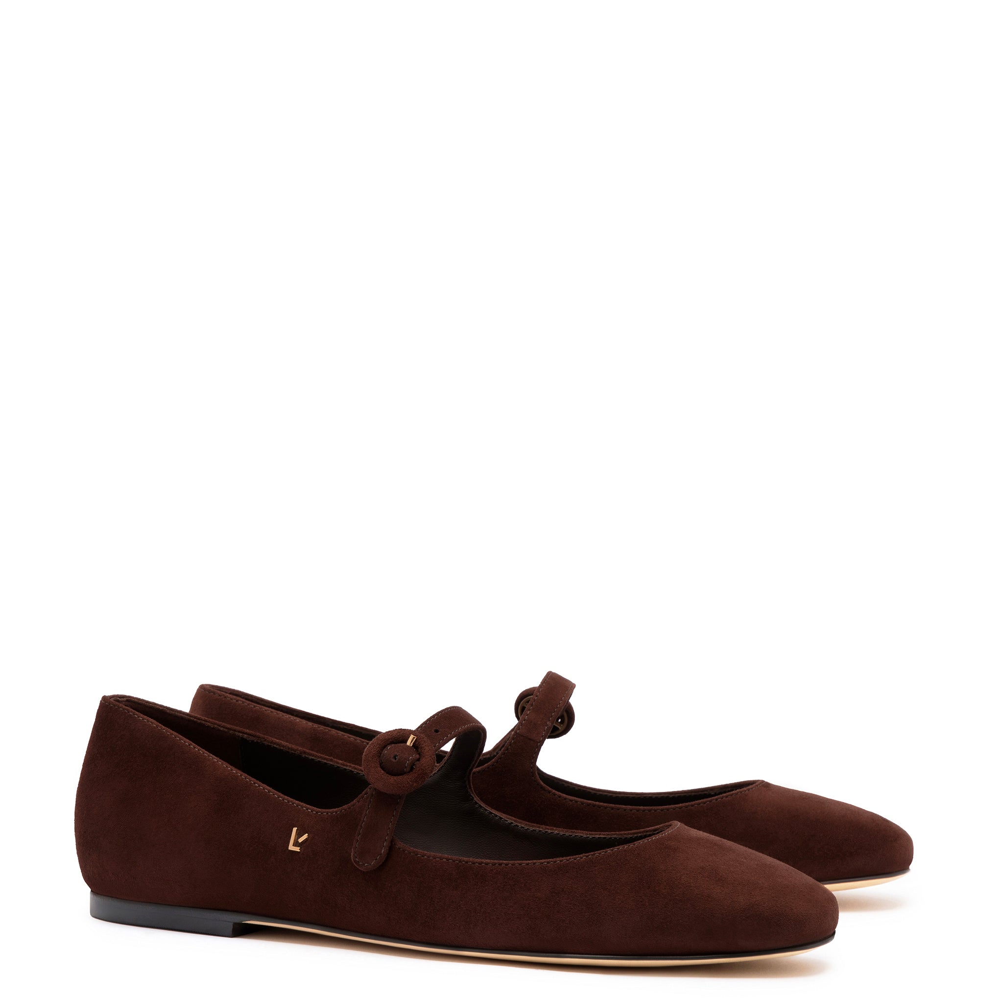 Blair Ballet Flat In Brown Suede by Larroudé