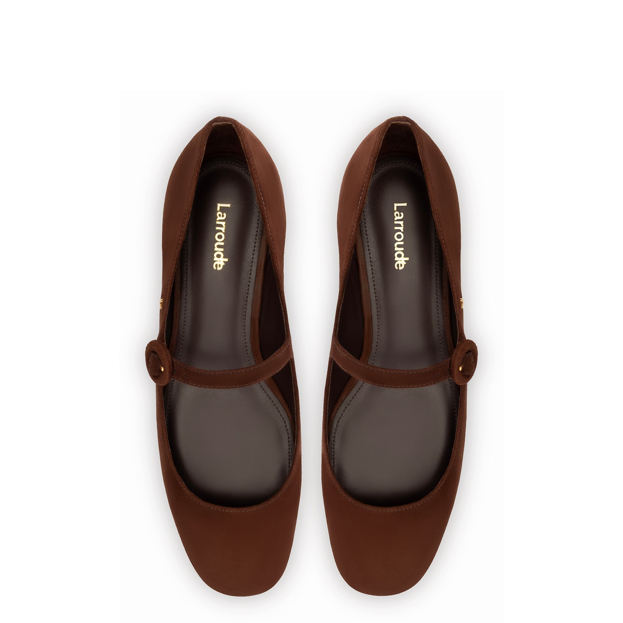 Blair Ballet Flat In Brown Suede by Larroudé