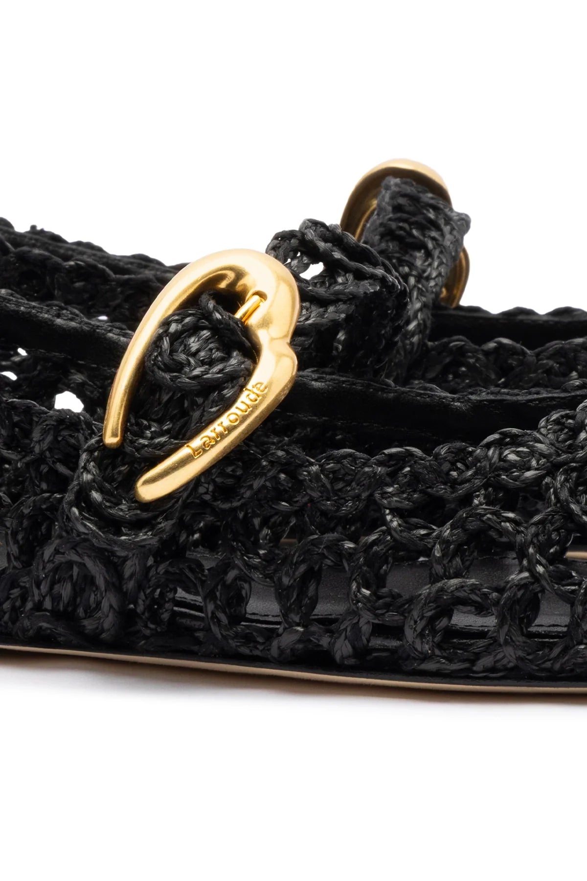 Verona Macrame In Black Embroidered Raffia by Larroudé