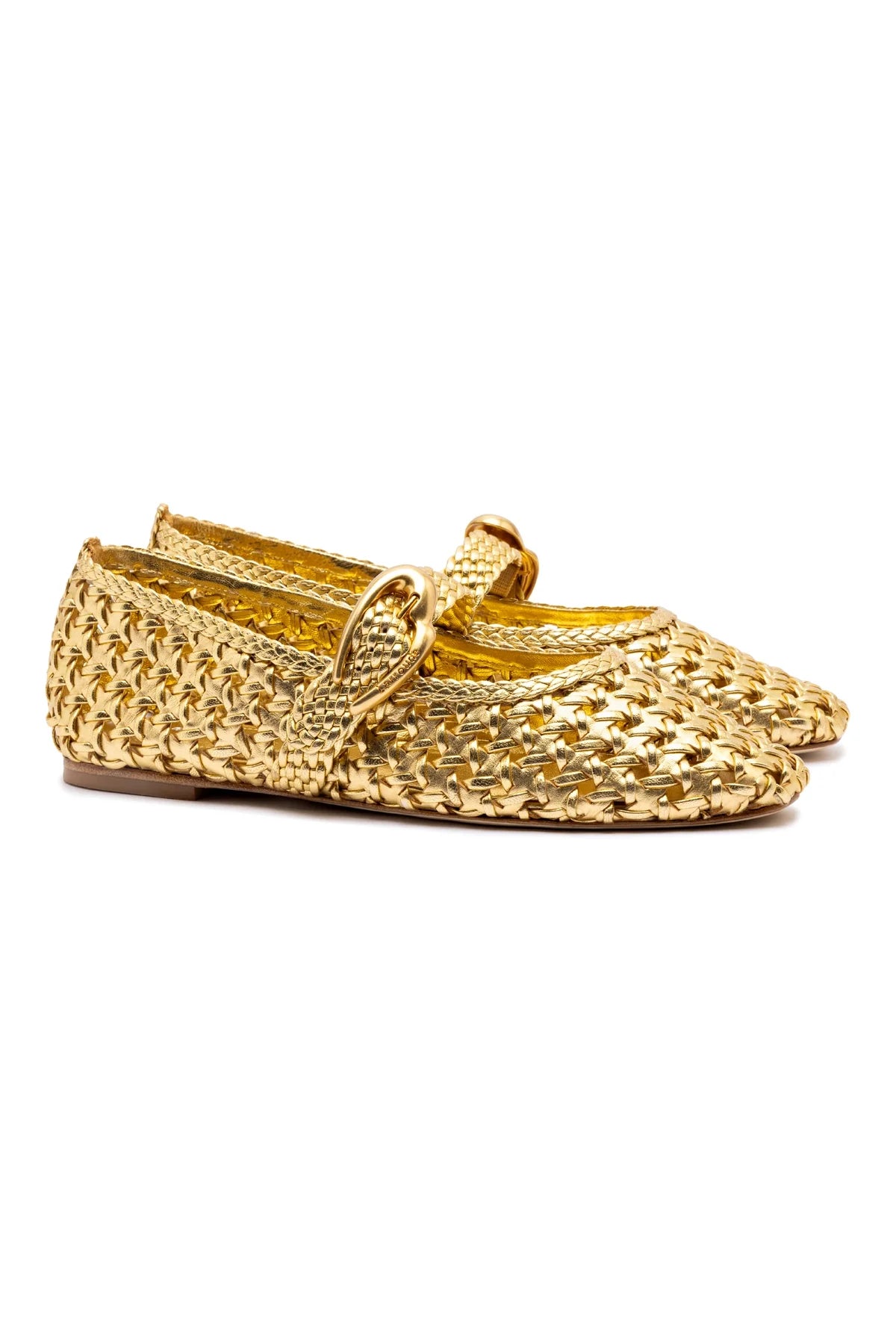 Verona New Macrame In Gold Metallic Leather by Larroudé