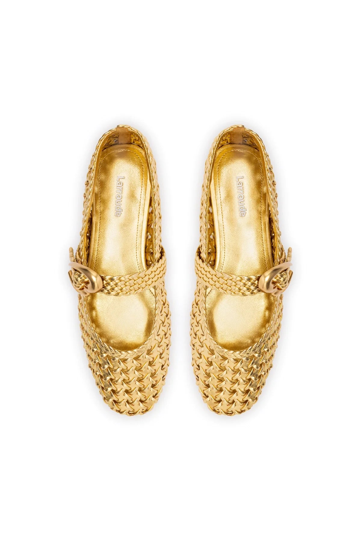 Verona New Macrame In Gold Metallic Leather by Larroudé