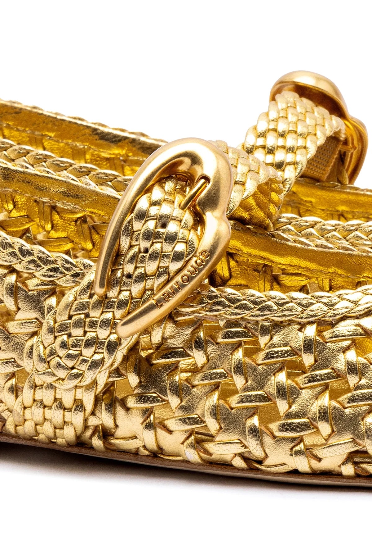 Verona New Macrame In Gold Metallic Leather by Larroudé