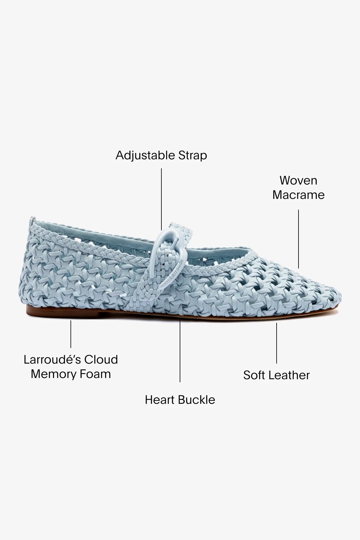Verona Macrame Ballet Flat In Maya Leather by Larroudé
