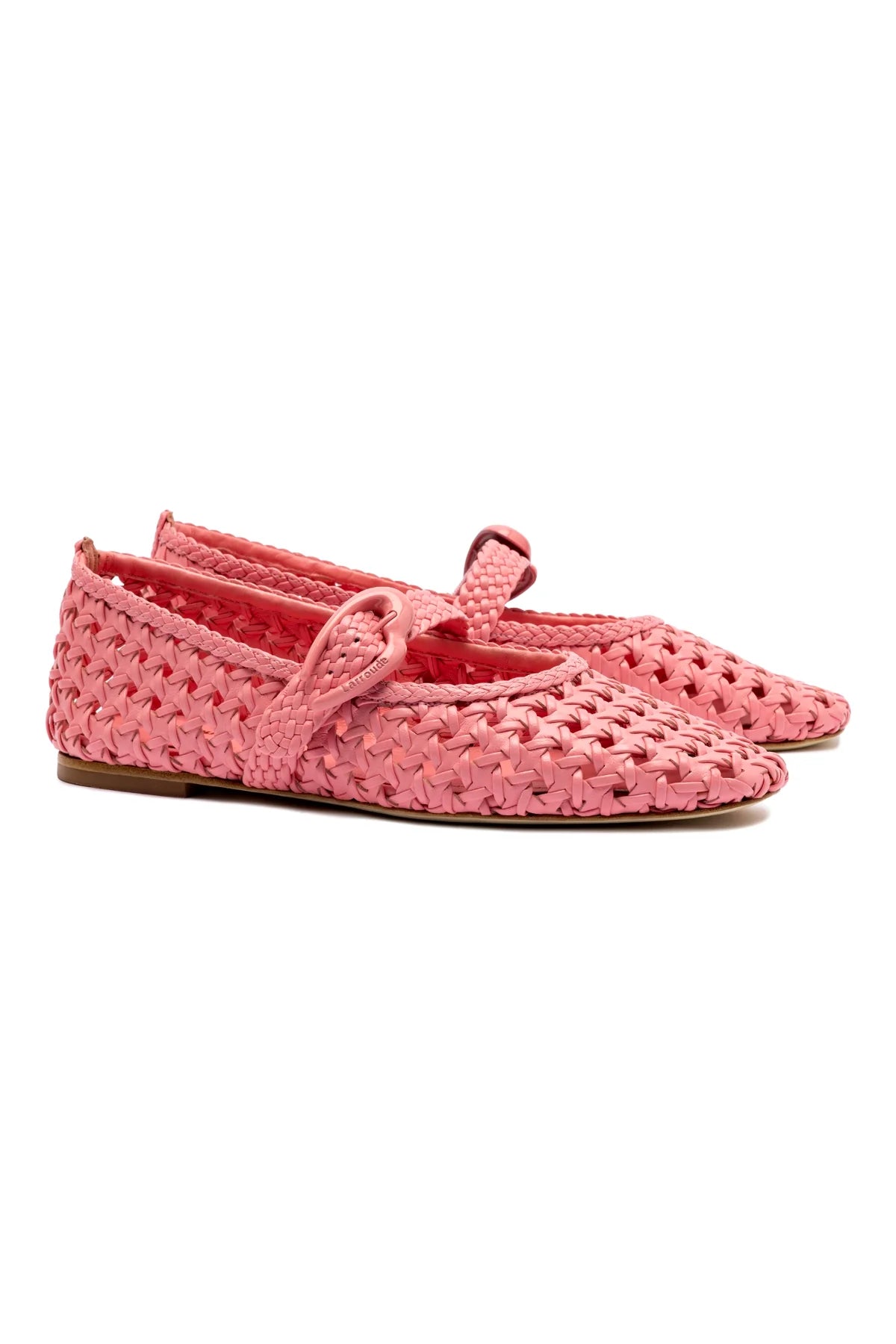 Verona Macrame Ballet Flat In Sorbet Pink Leather by Larroudé
