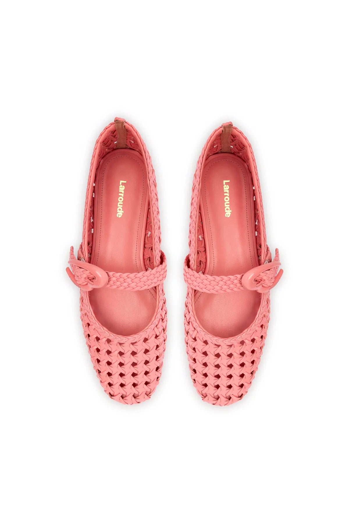 Verona Macrame Ballet Flat In Sorbet Pink Leather by Larroudé