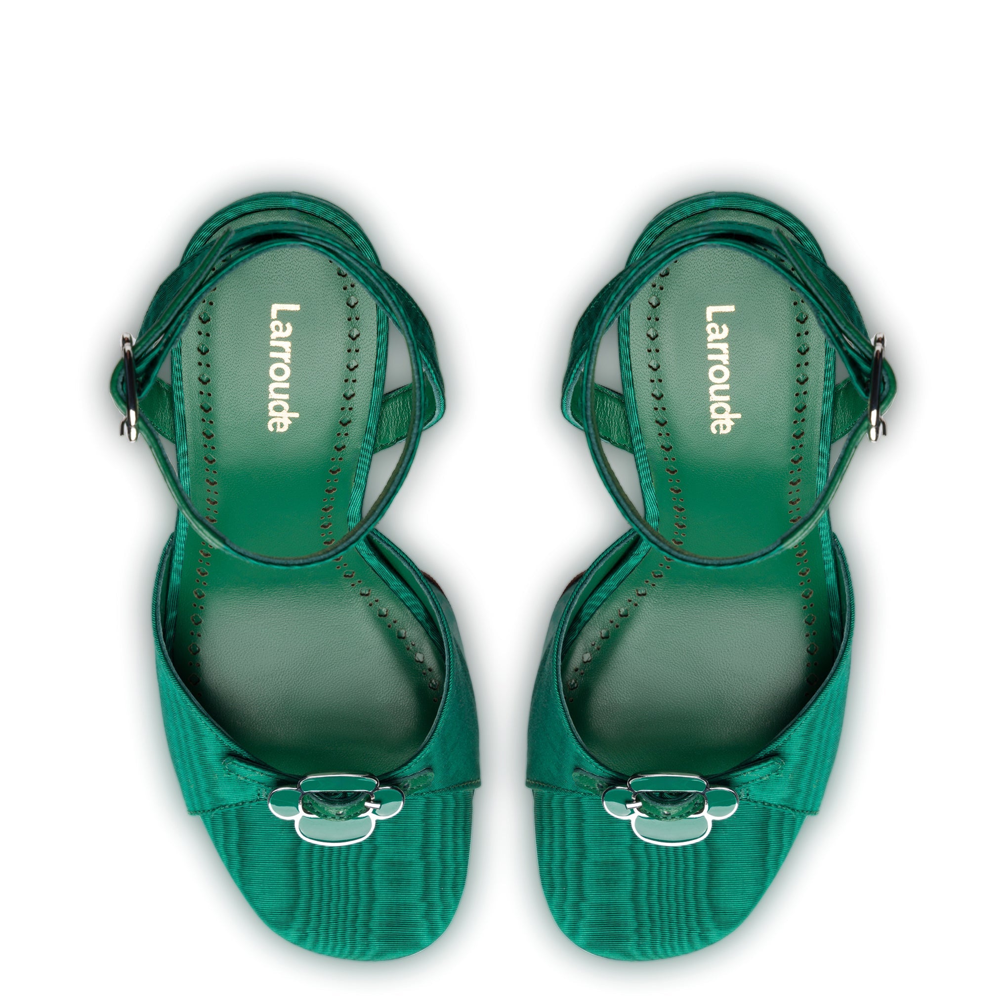 Daisy Platform In Emerald Fabric by Larroudé