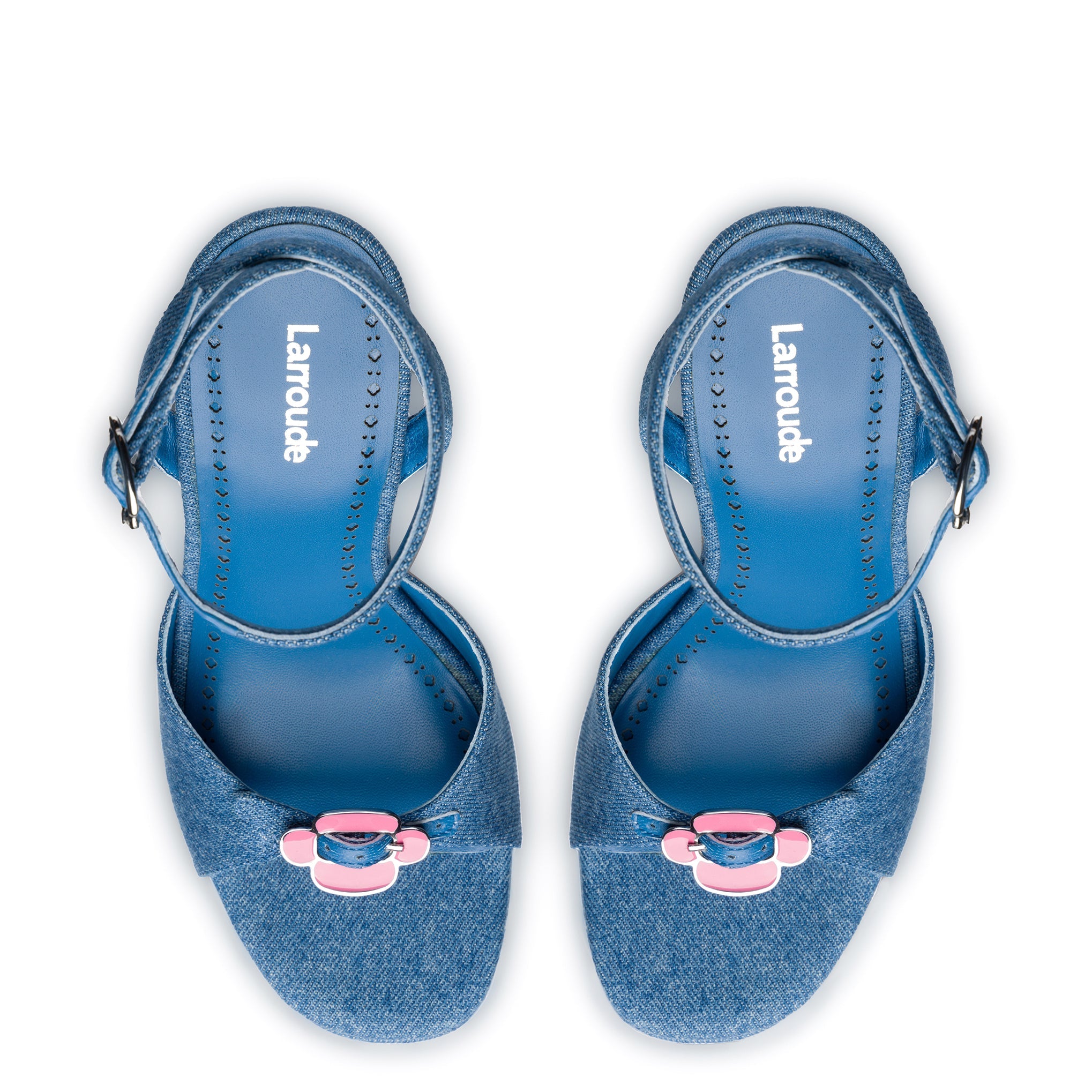 Daisy Platform In Blue Stoned Denim by Larroudé