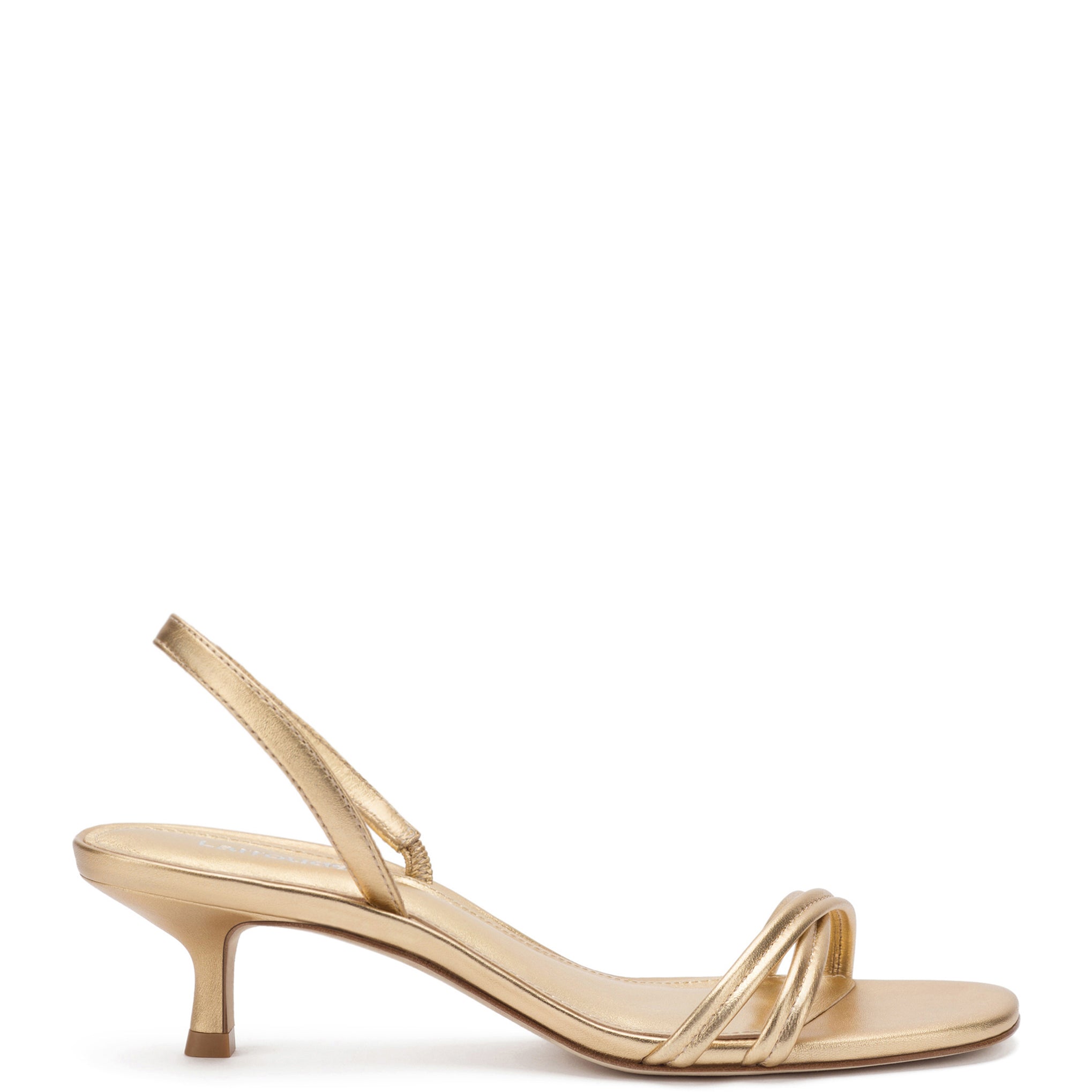 Mini Annie Sandal In Gold Metallic Leather by Larroudé