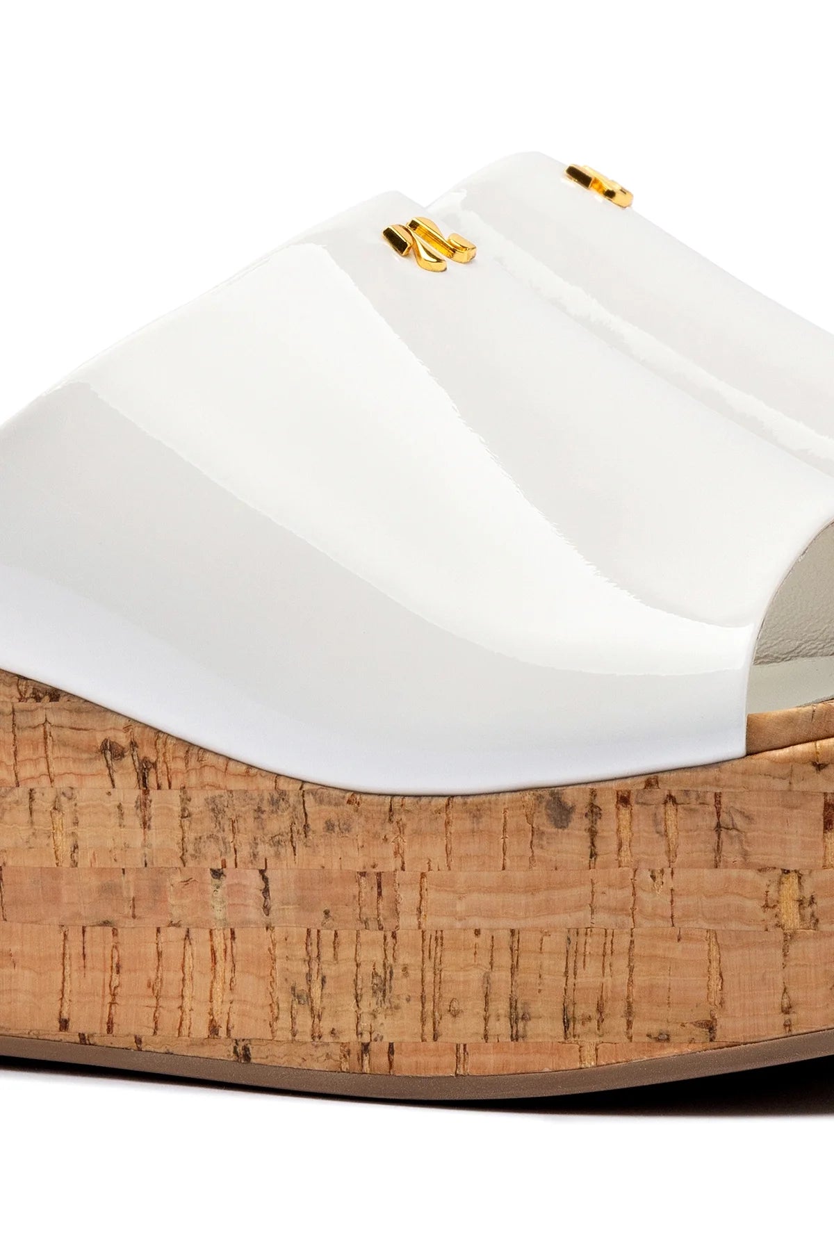 Charli Mule In White Patent Leather by Larroude