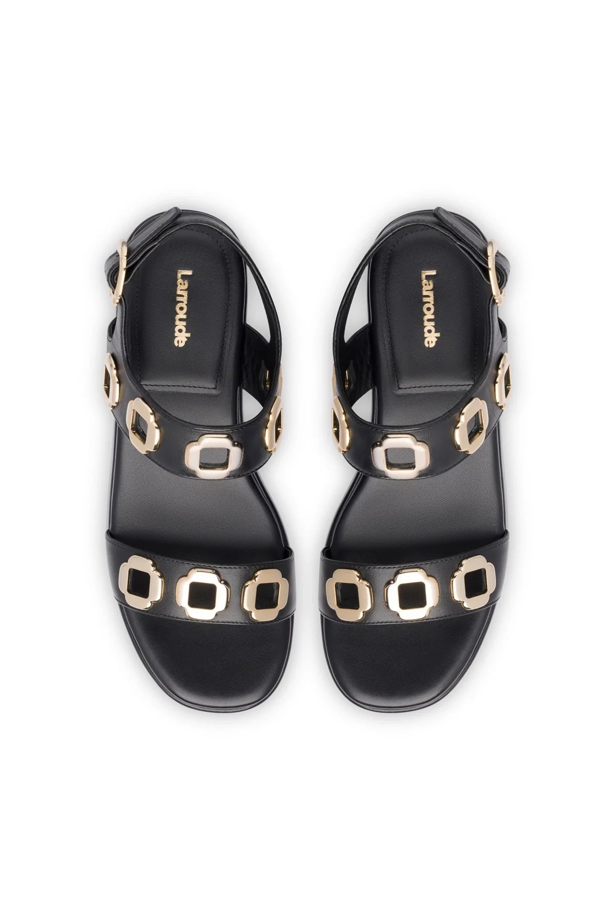 Milan Flatform Sandal In Black Leather by Larroudé