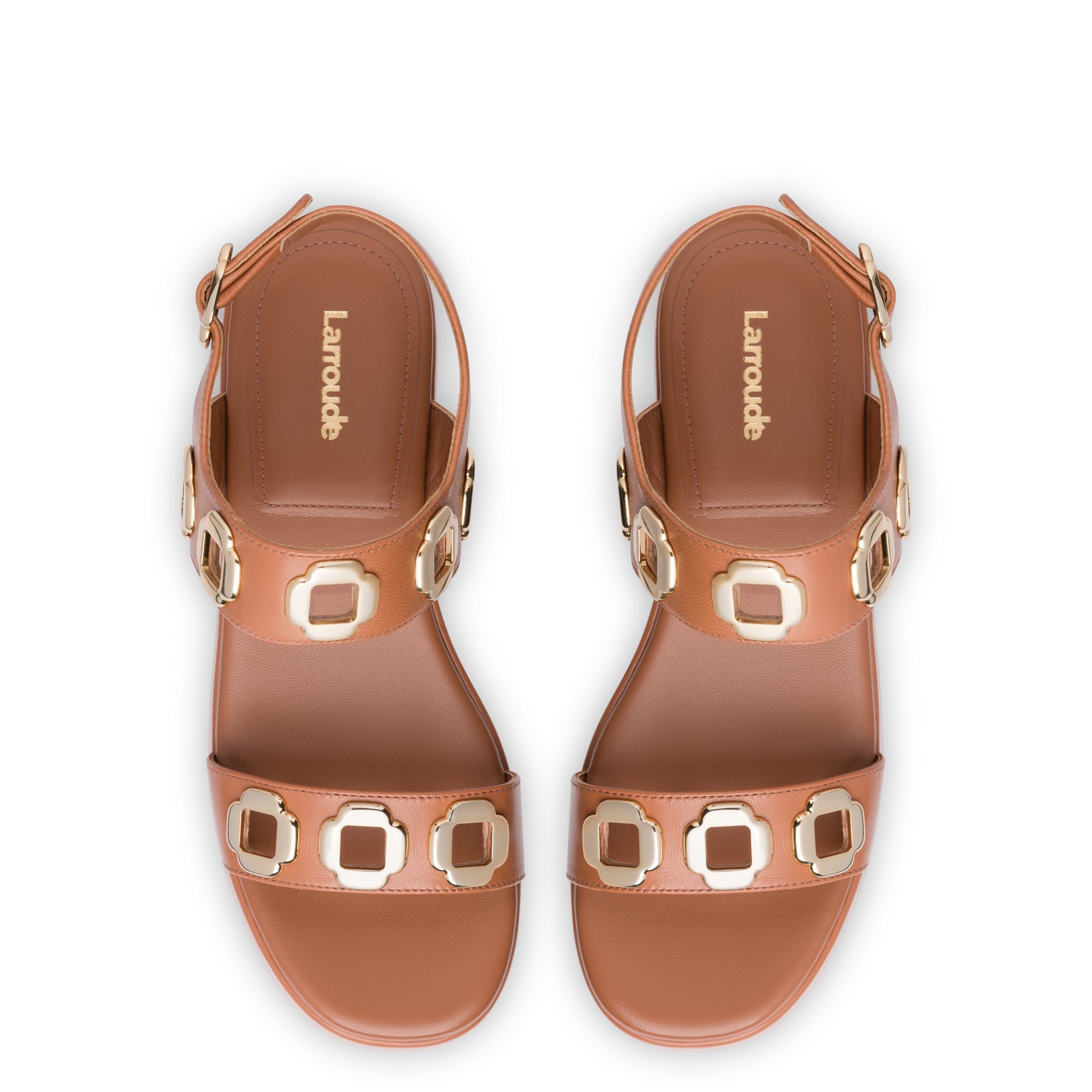 Milan Flatform Sandal In Caramel Leather by Larroudé