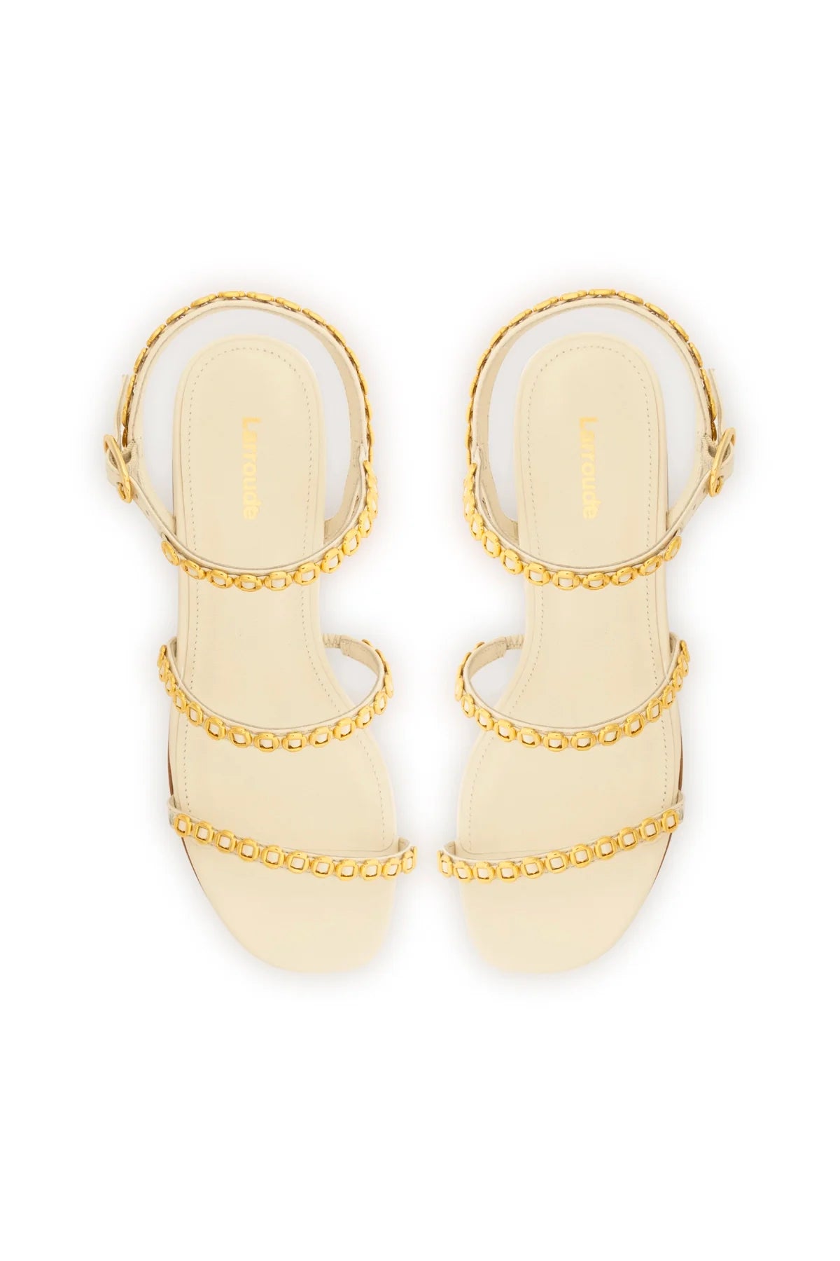 Milanina Flat Sandal In Ivory Leather by Larroudé
