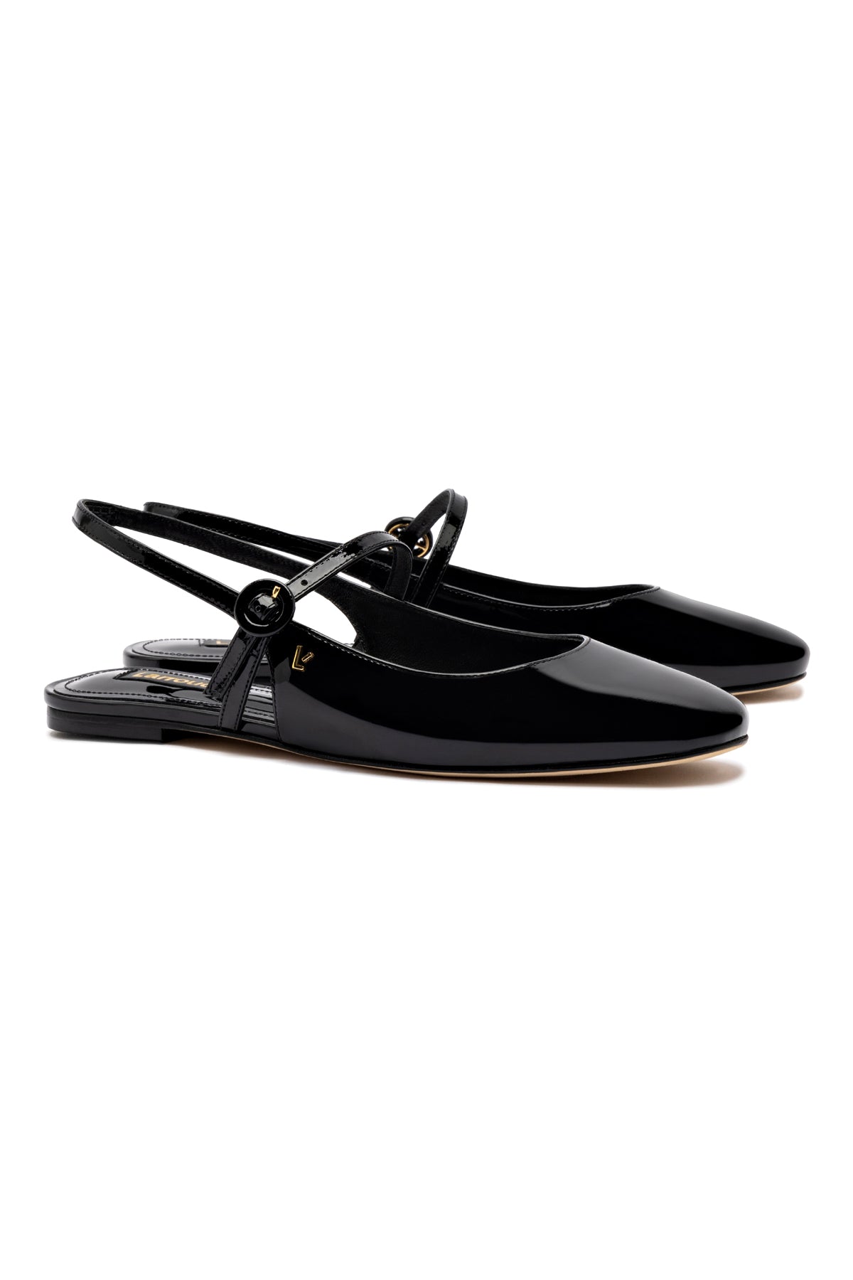 Georgina Ballet Flat In Black Patent Leather by Larroudé