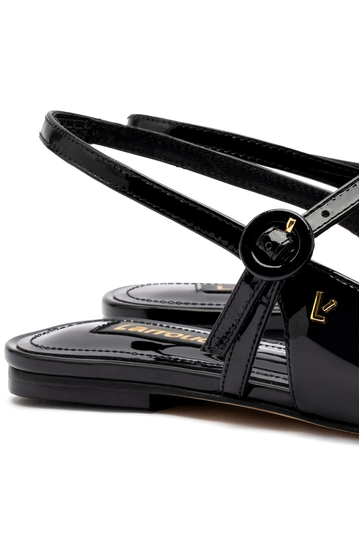 Georgina Ballet Flat In Black Patent Leather by Larroudé