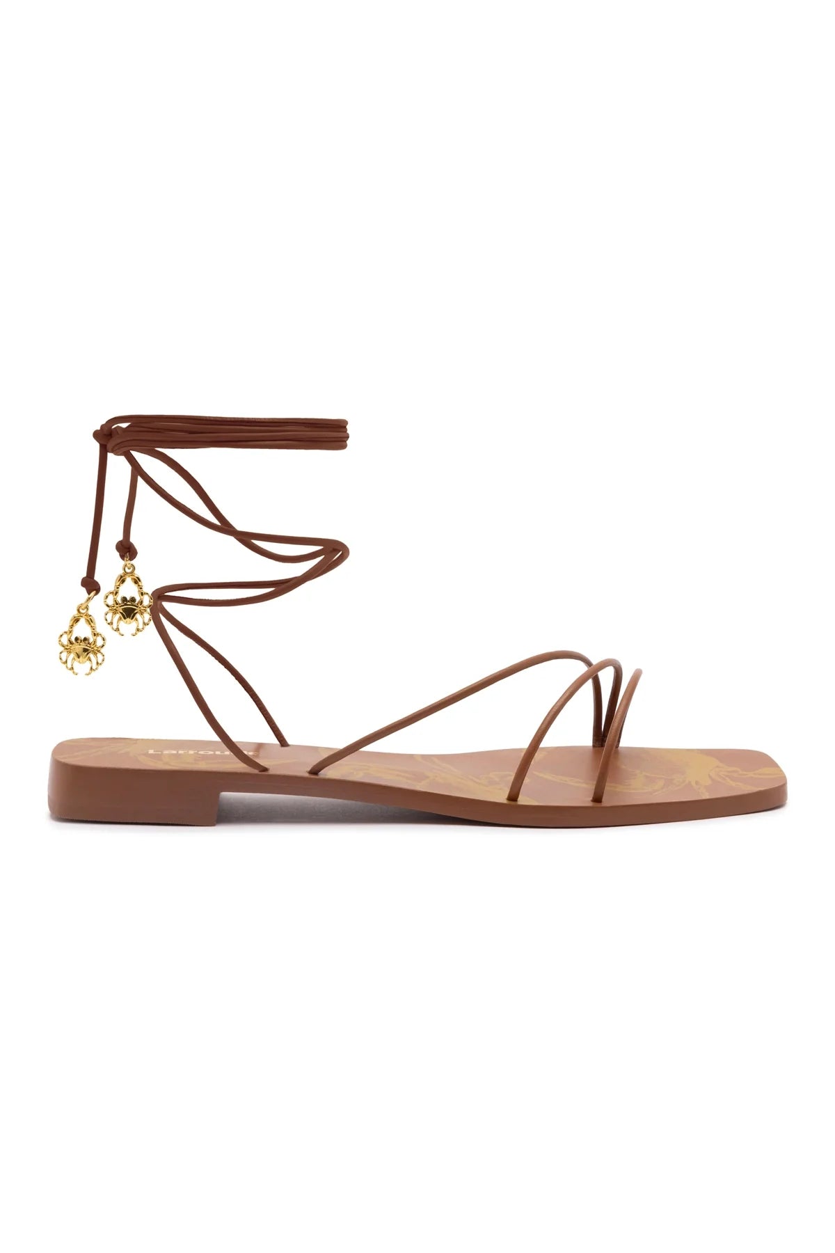 Nadia Flat Sandal In Caramel Leather by Larroudé