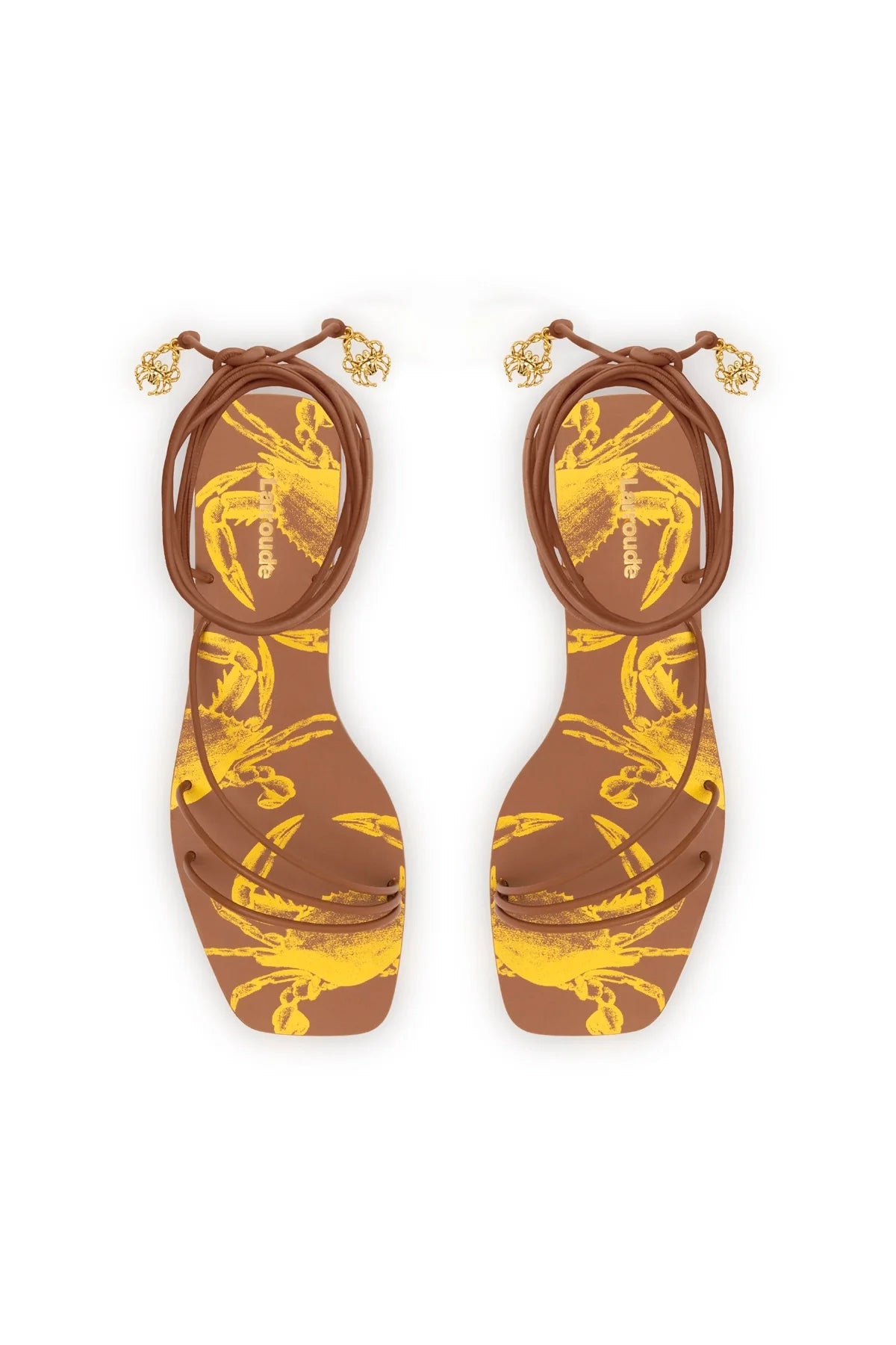 Nadia Flat Sandal In Caramel Leather by Larroudé