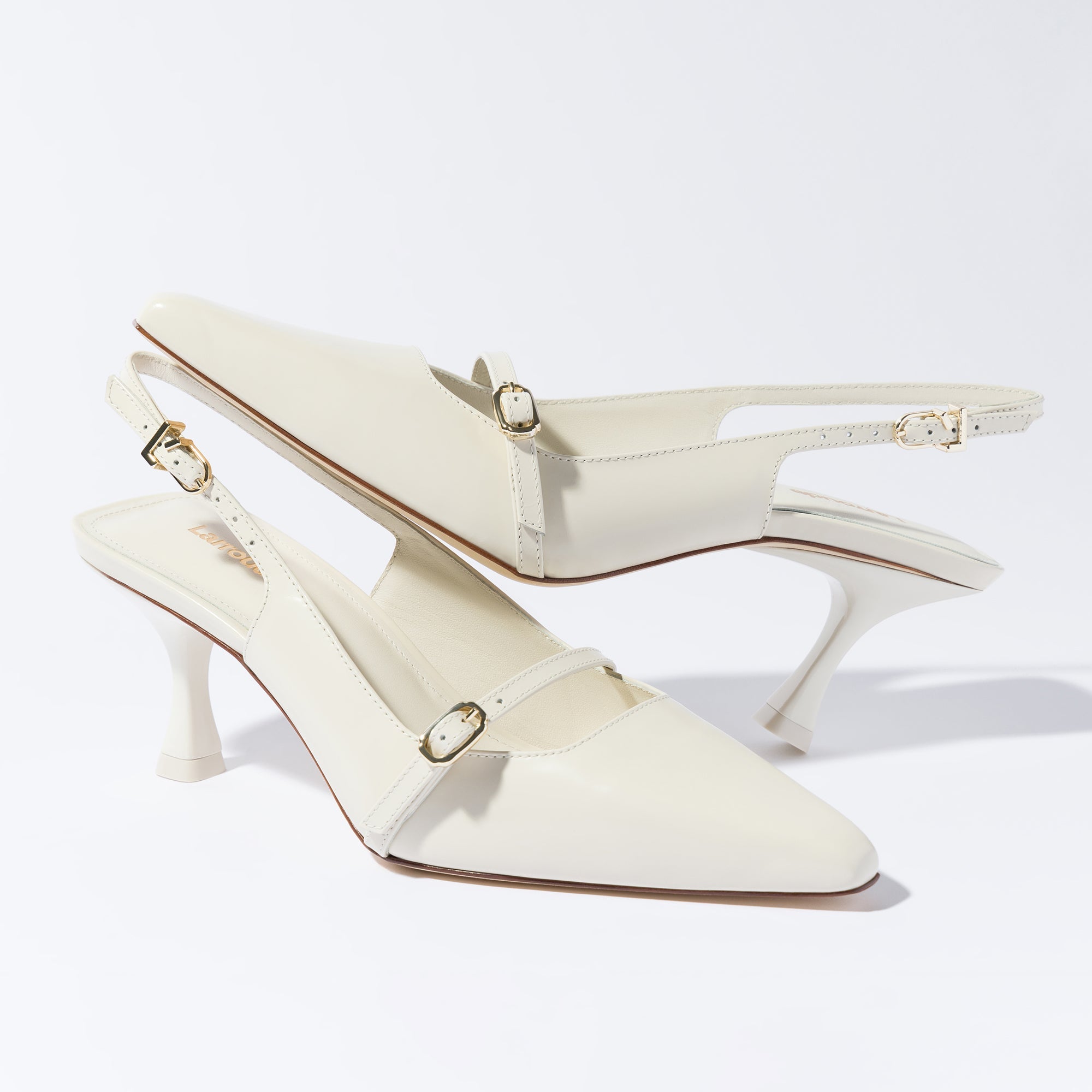 Ines Pump In Ivory Leather by Larroudé