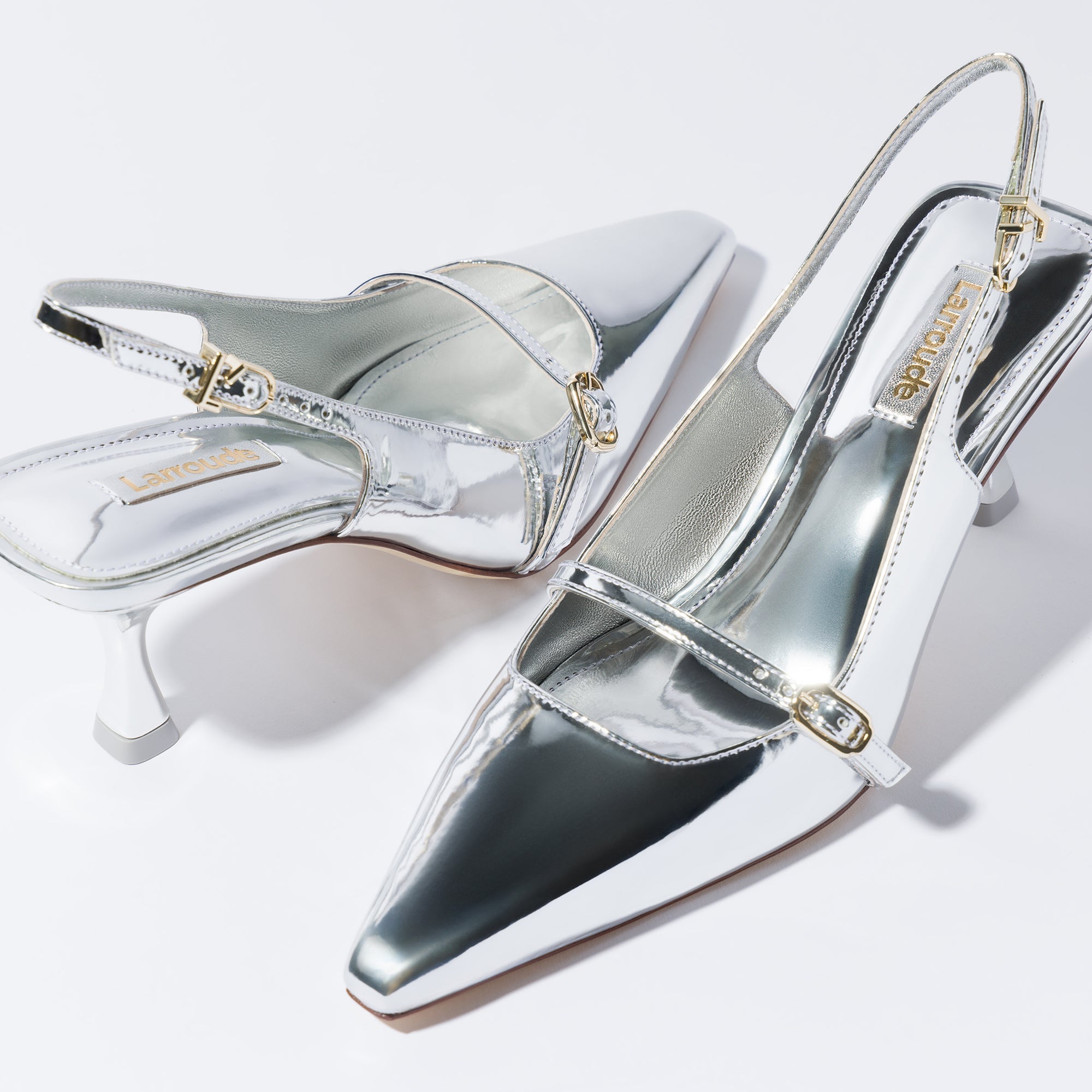 Ines Pump In Silver Specchio by Larroudé