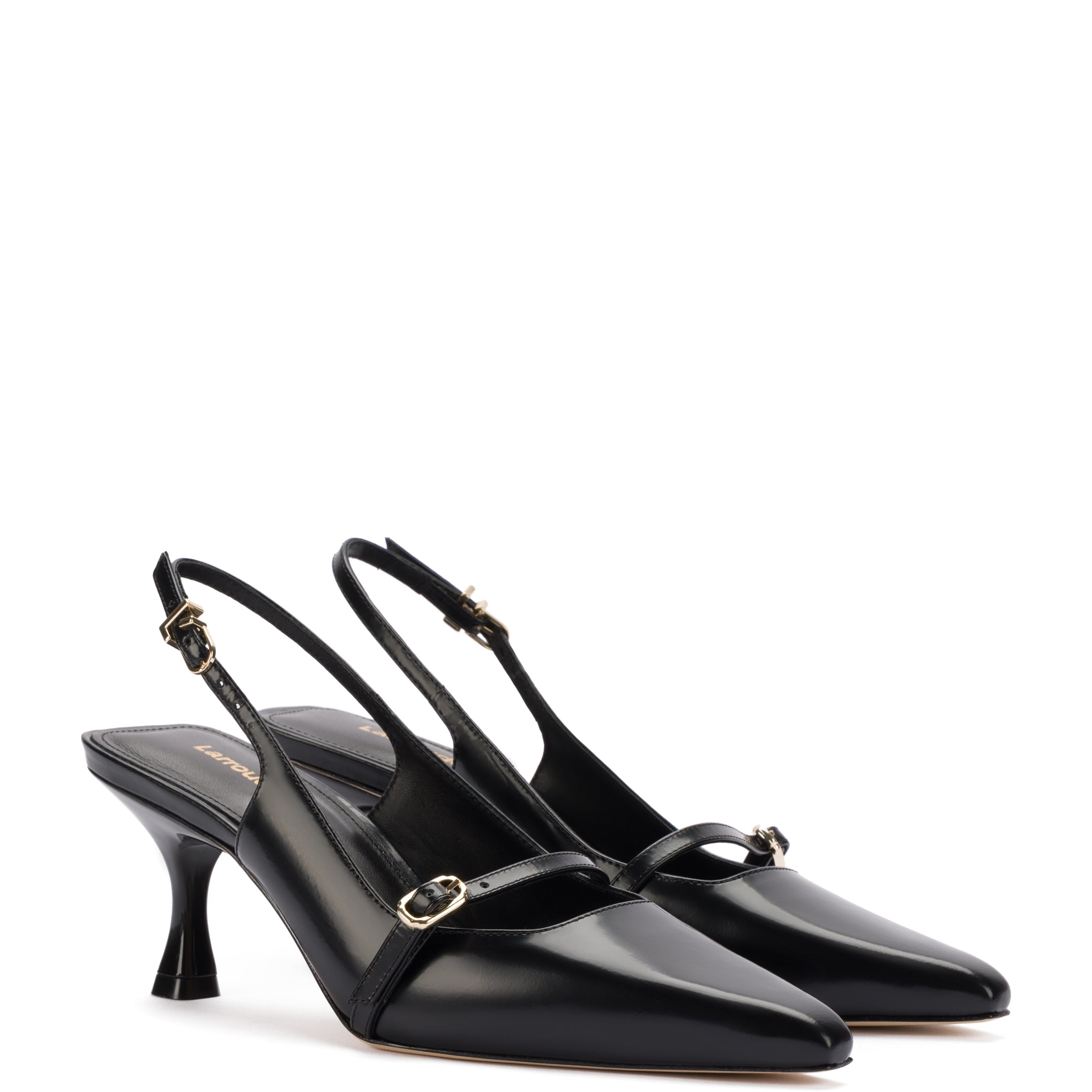 Ines Pump In Black Leather by Larroudé