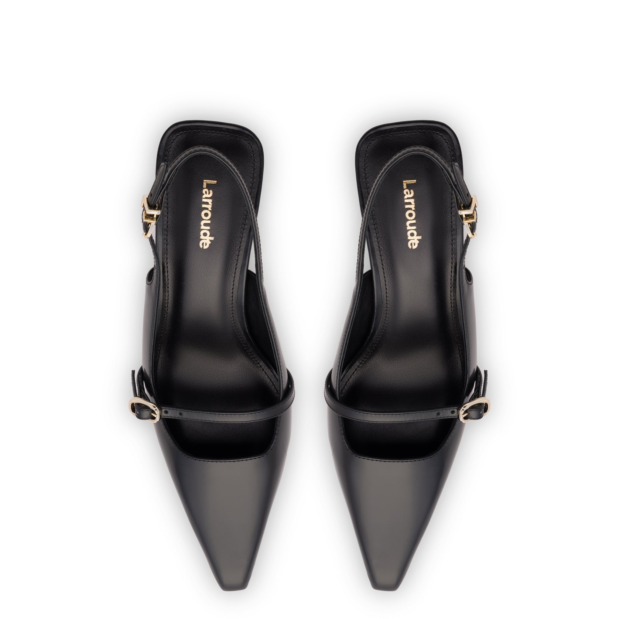 Ines Pump In Black Leather by Larroudé