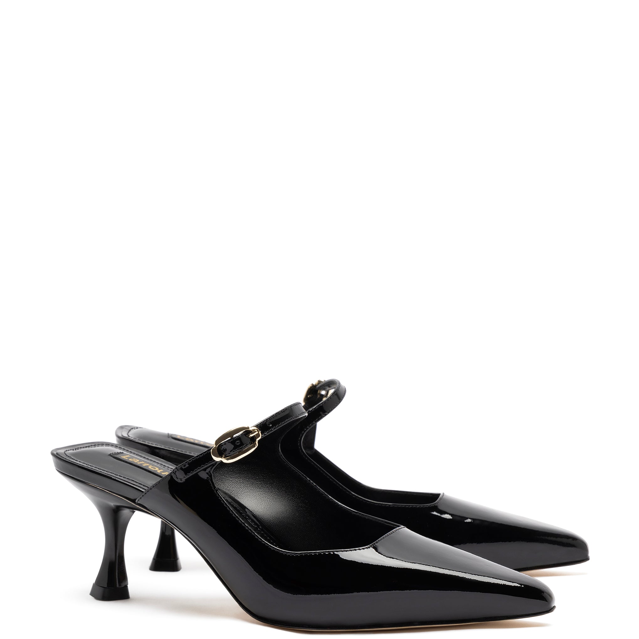 Ines Mule In Black Patent Leather by Larroudé