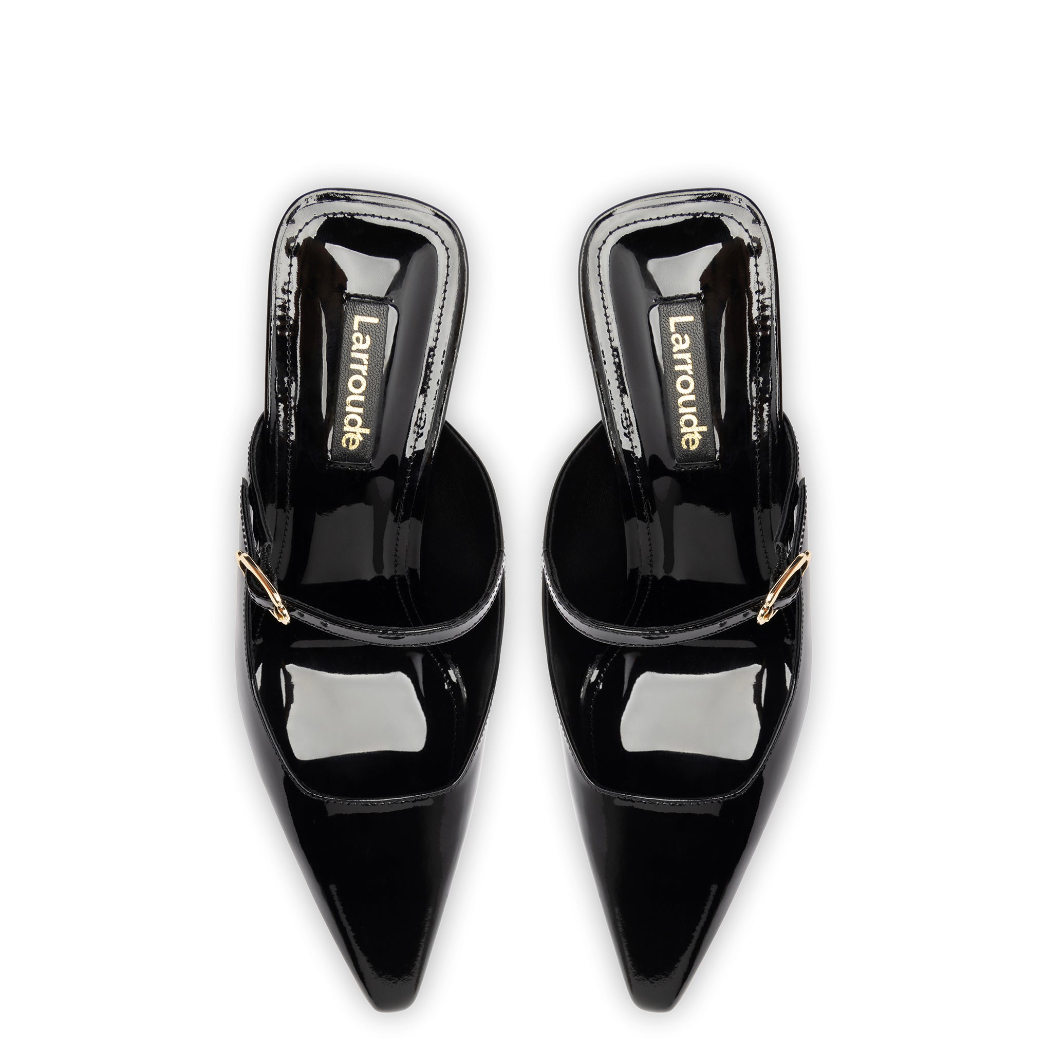 Ines Mule In Black Patent Leather by Larroudé