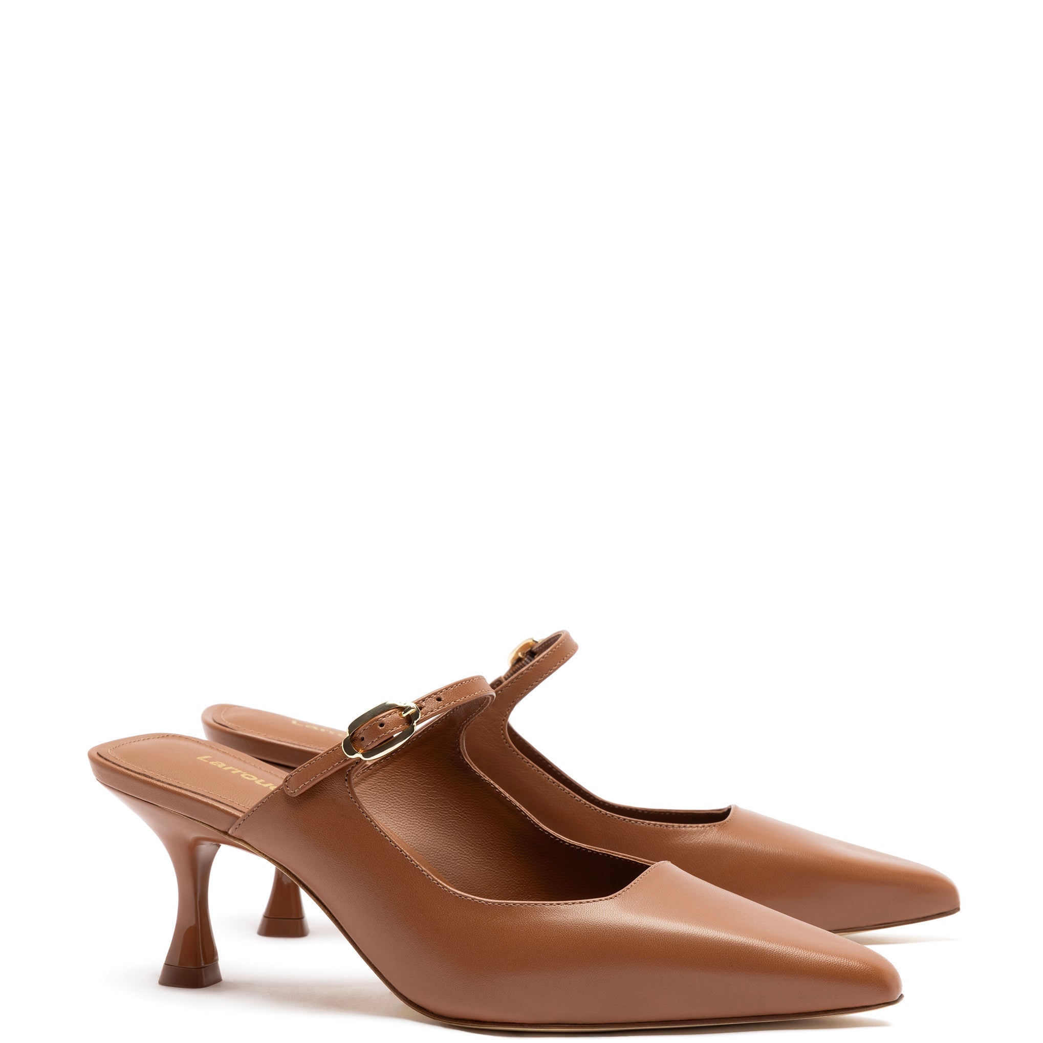 Ines Mule In Caramel Leather by Larroudé