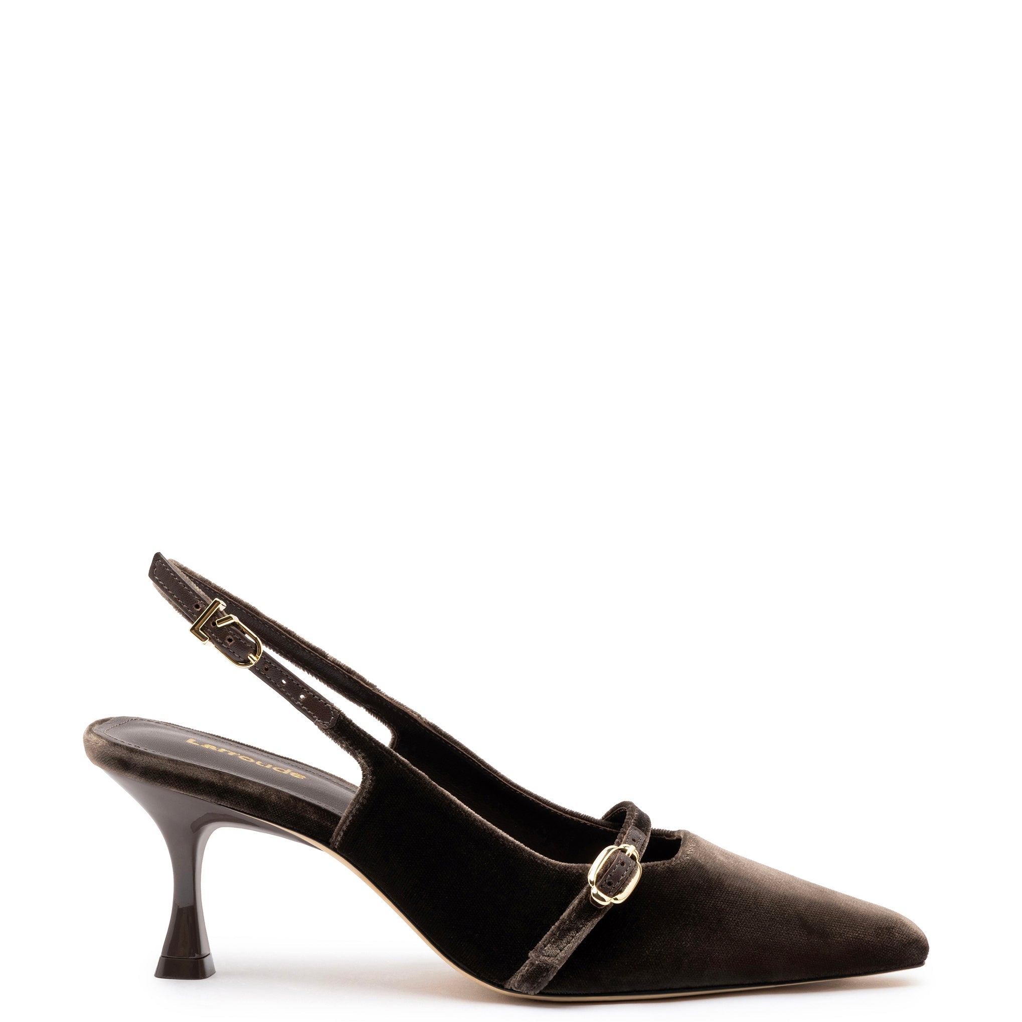 Ines Pump In Expresso Velvet by Larroudé