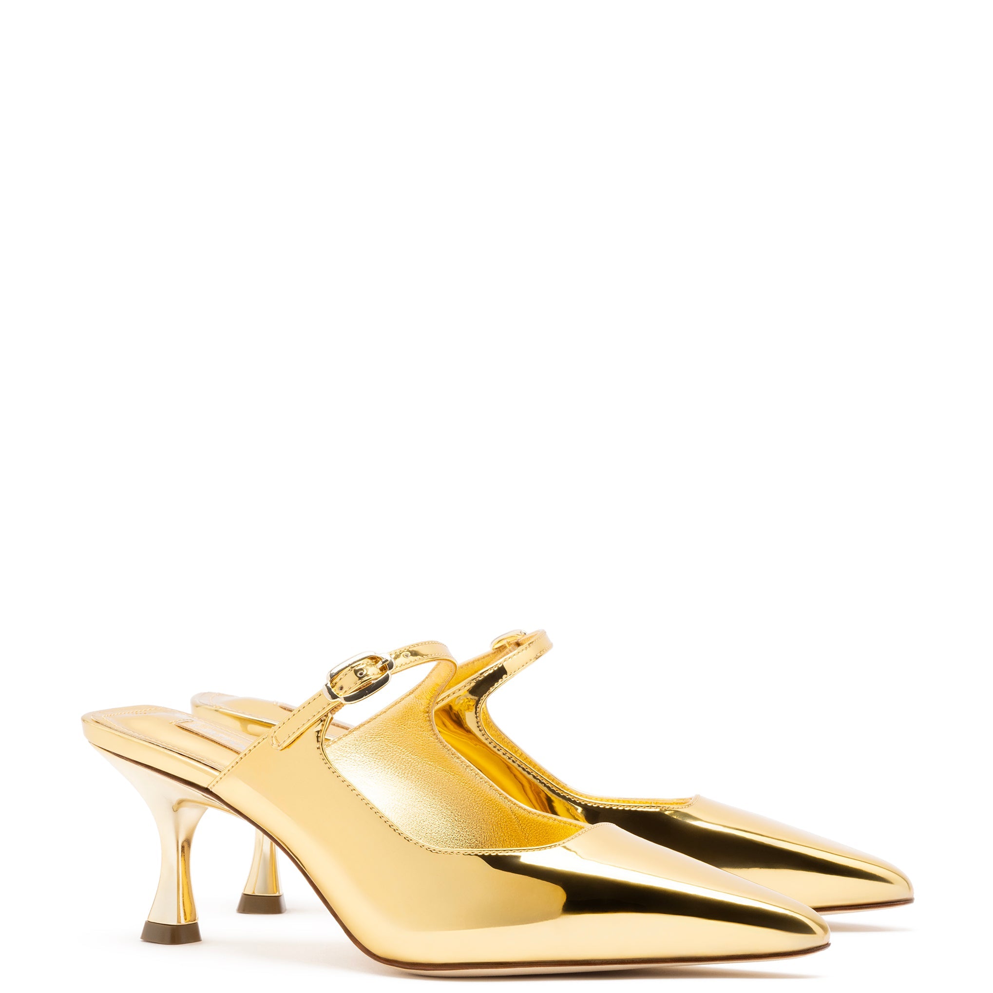 Ines Mule In Specchio Gold by Larroudé