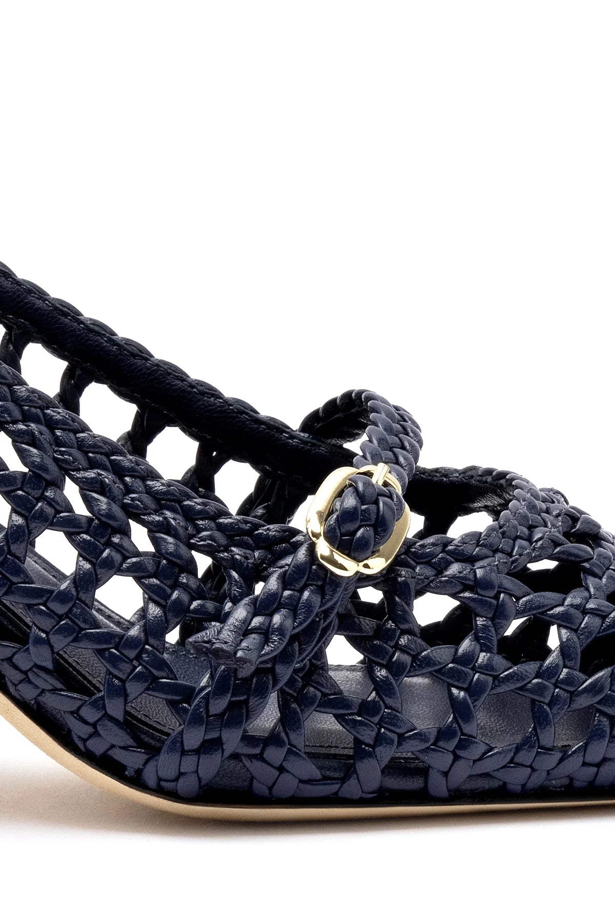 Ines Macrame Pump In Navy Leather by Larroude