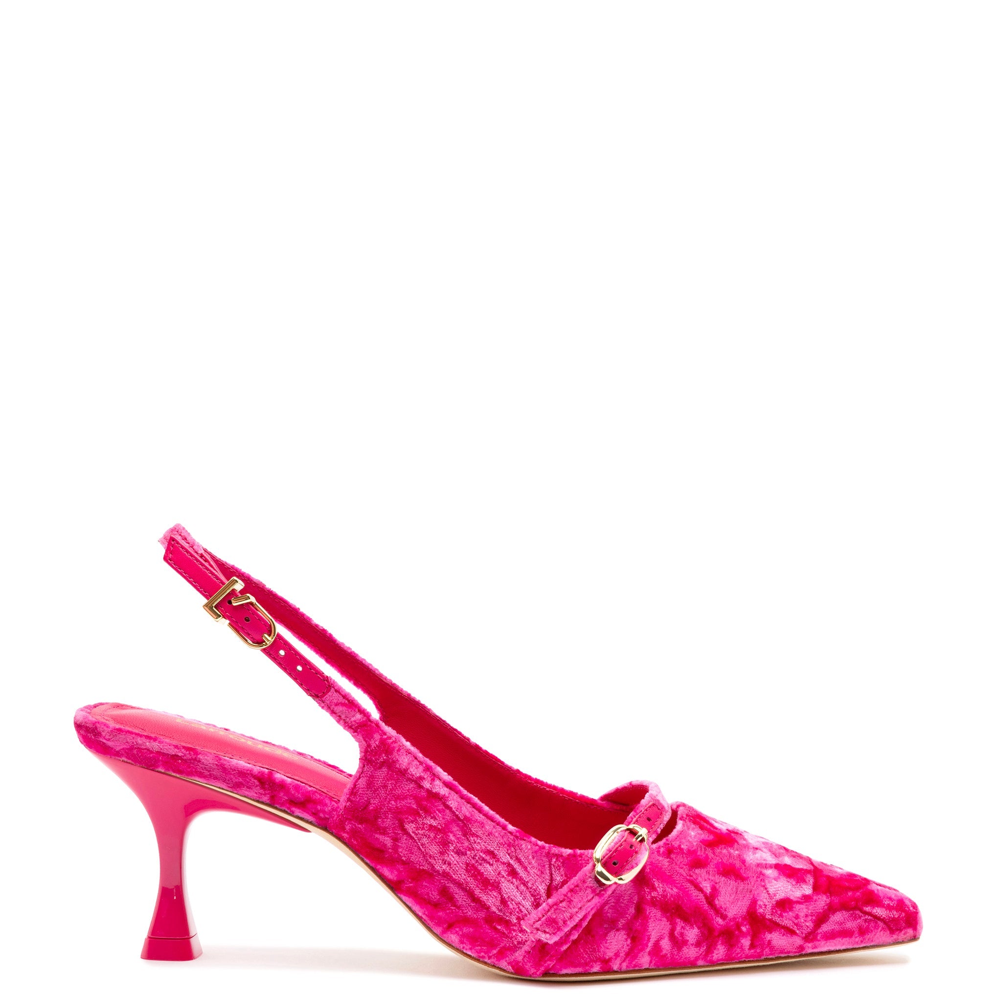 Ines Pump In Pink Velvet by Larroudé