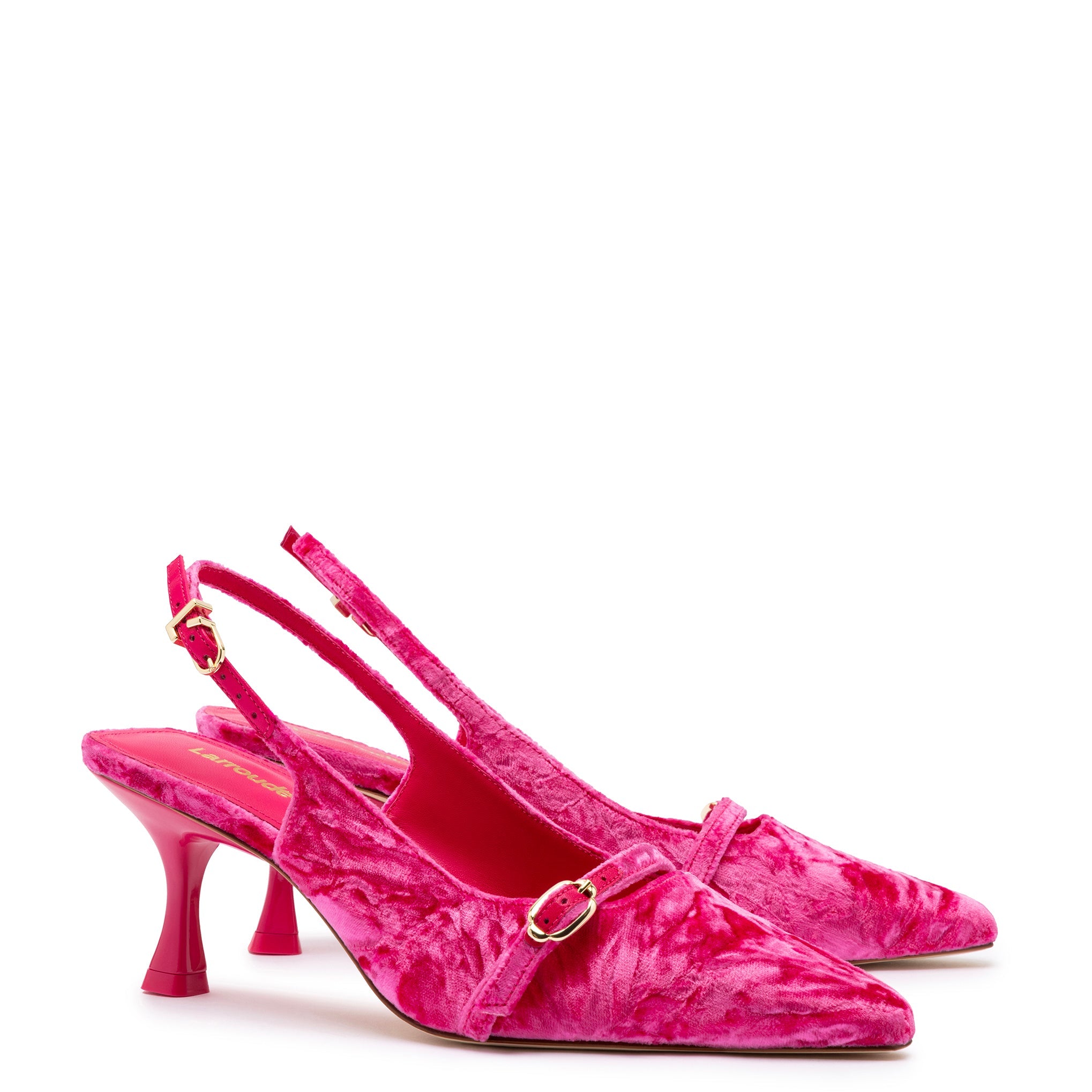 Ines Pump In Pink Velvet by Larroudé