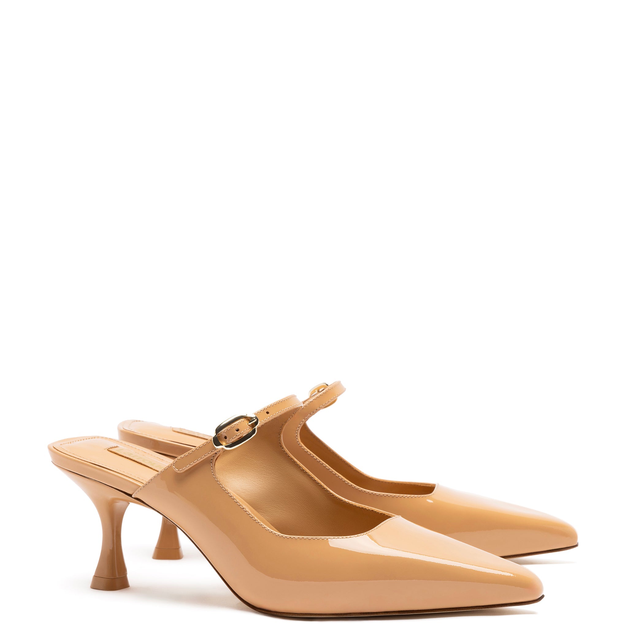 Ines Mule In Tan Patent Leather by Larroudé