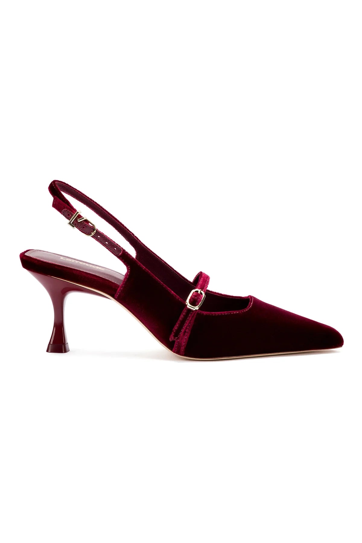Ines Pump In Wine Velvet by Larroudé