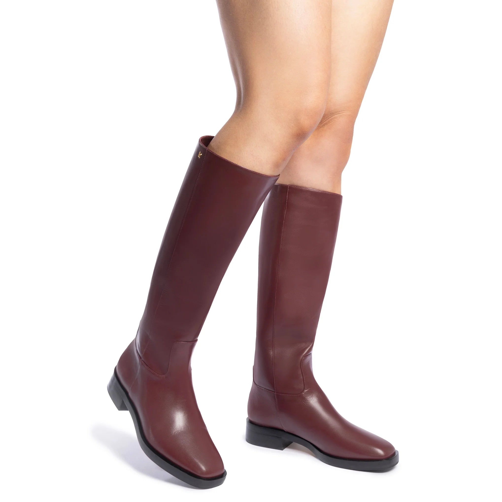 Anne Boot In Burgundy Leather by Larroudé