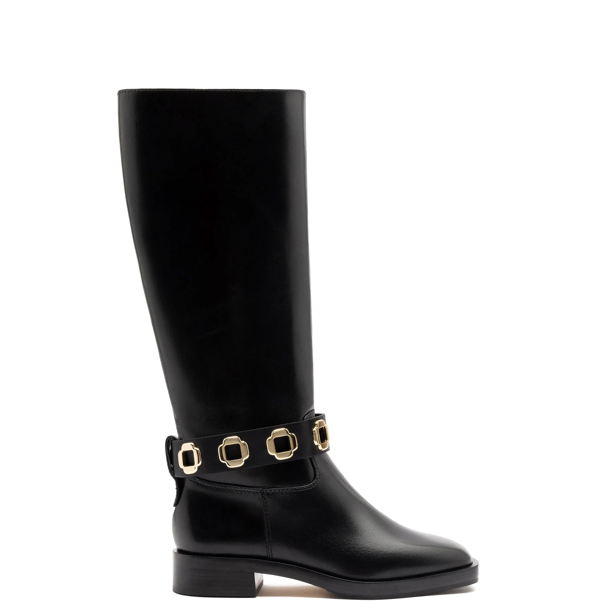 Milan Flat Boot In Black Leather by Larroudé