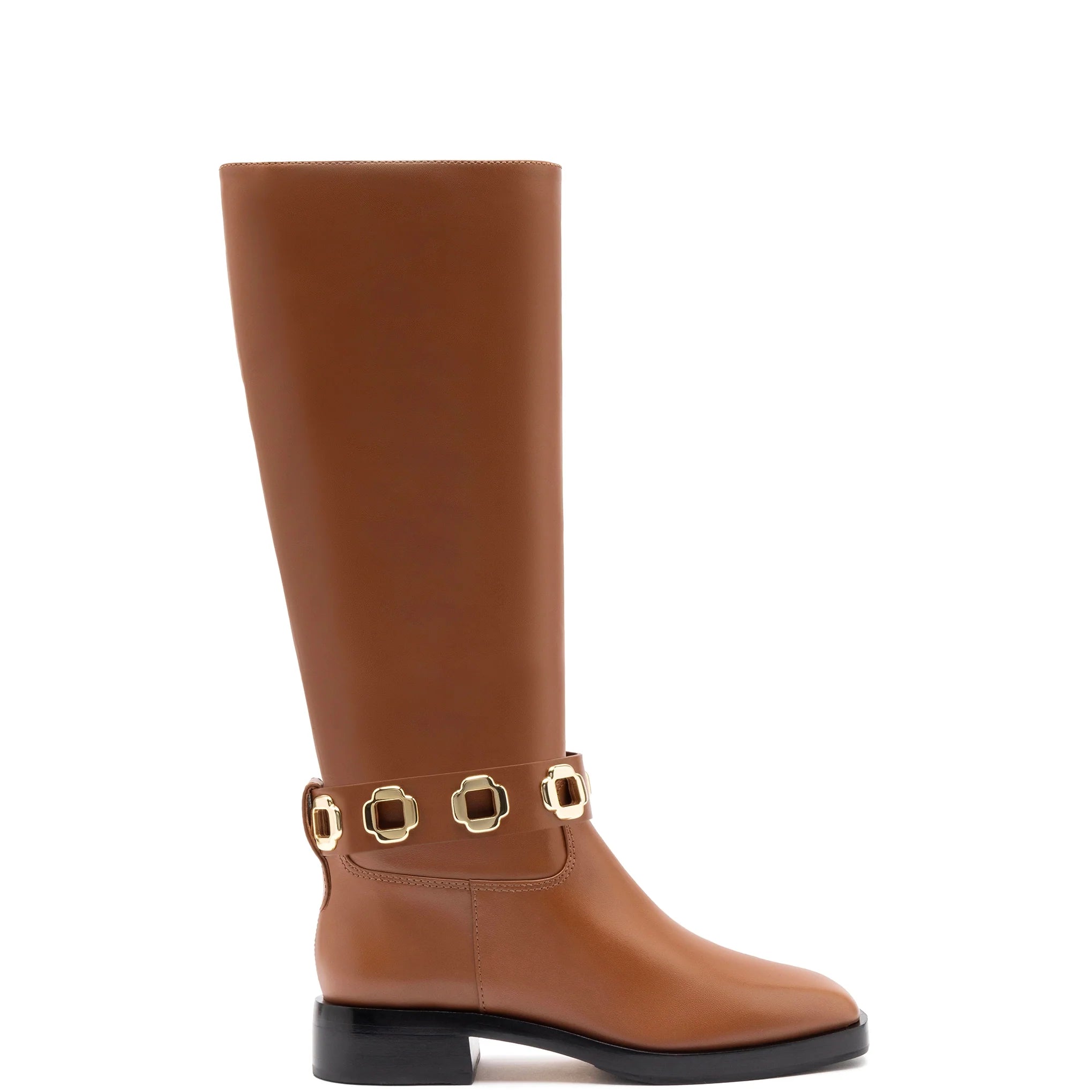 Milan Flat Boot In Caramel Leather by Larroudé