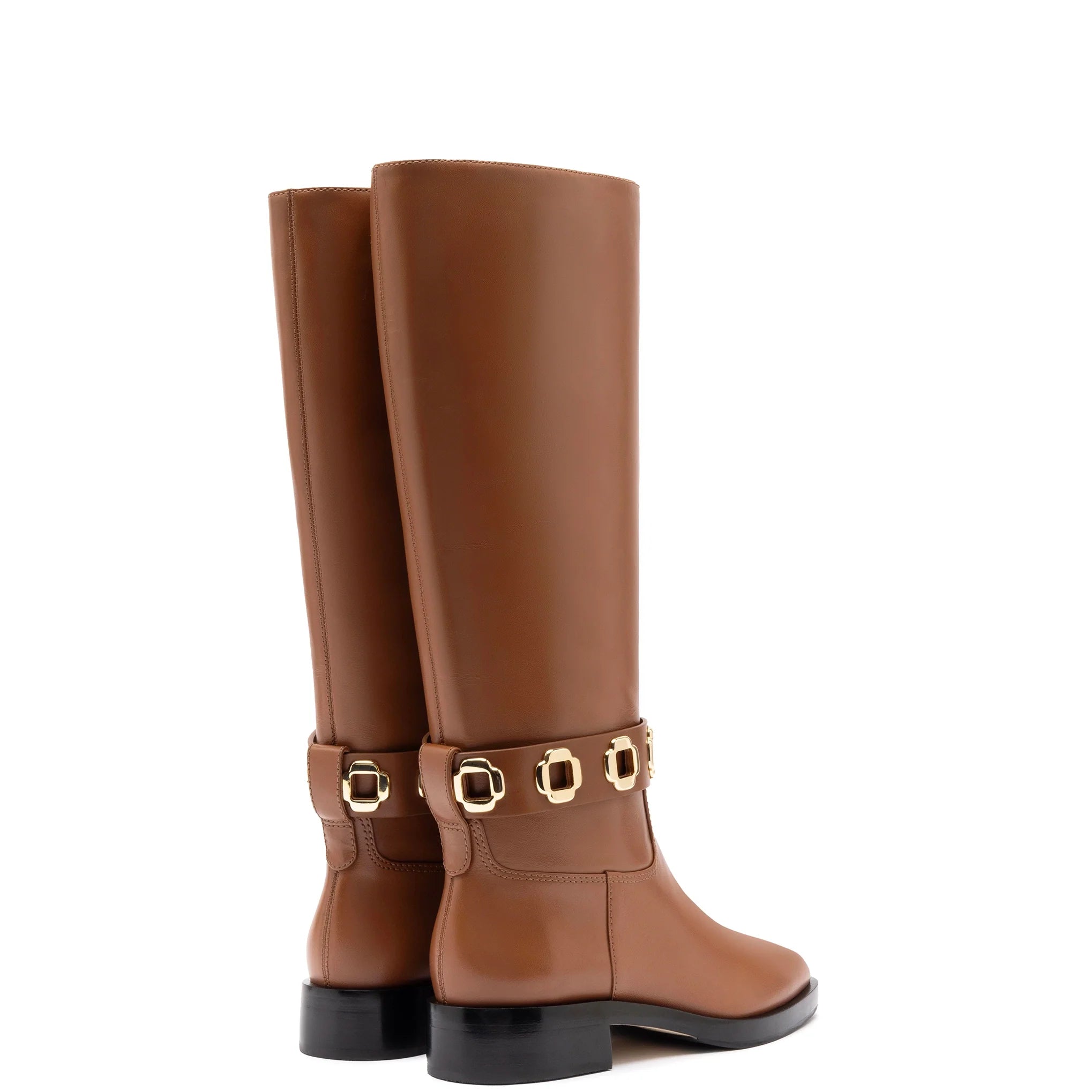 Milan Flat Boot In Caramel Leather by Larroudé