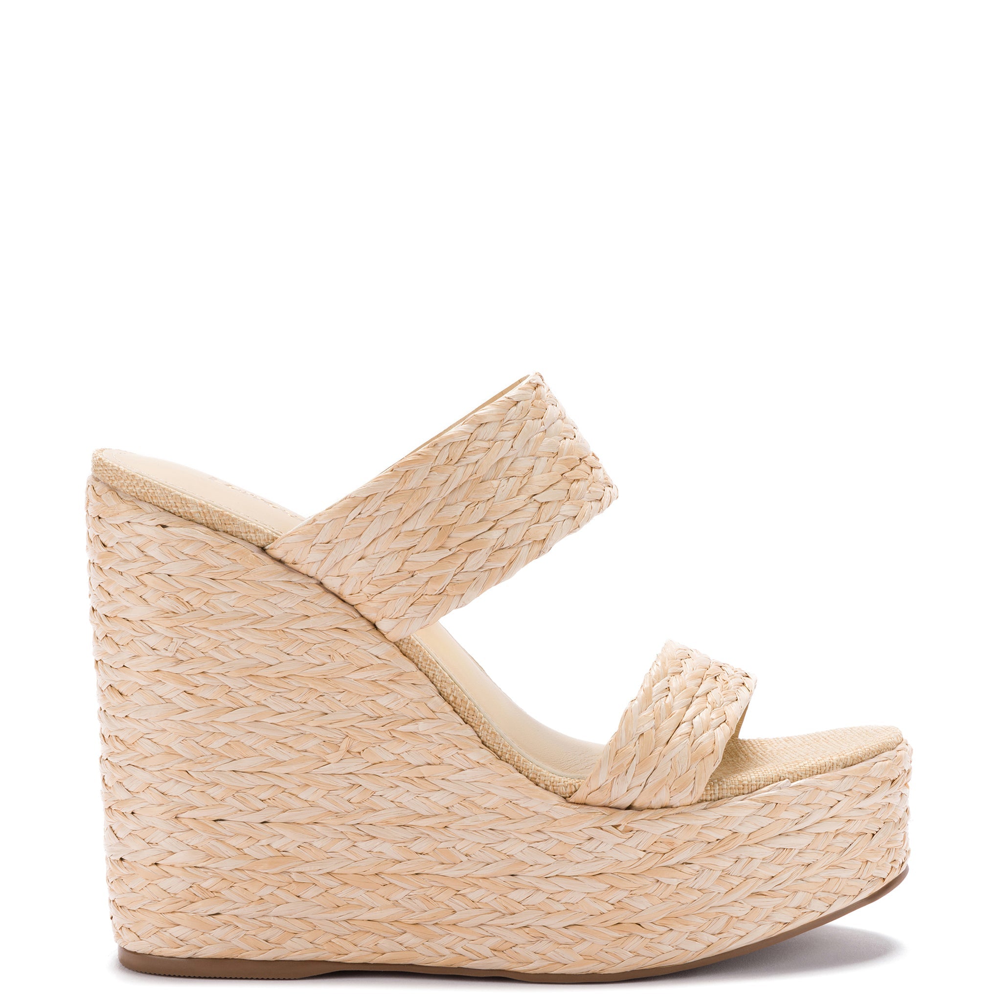 Pamela Wedge In Natural Raffia by Larroudé