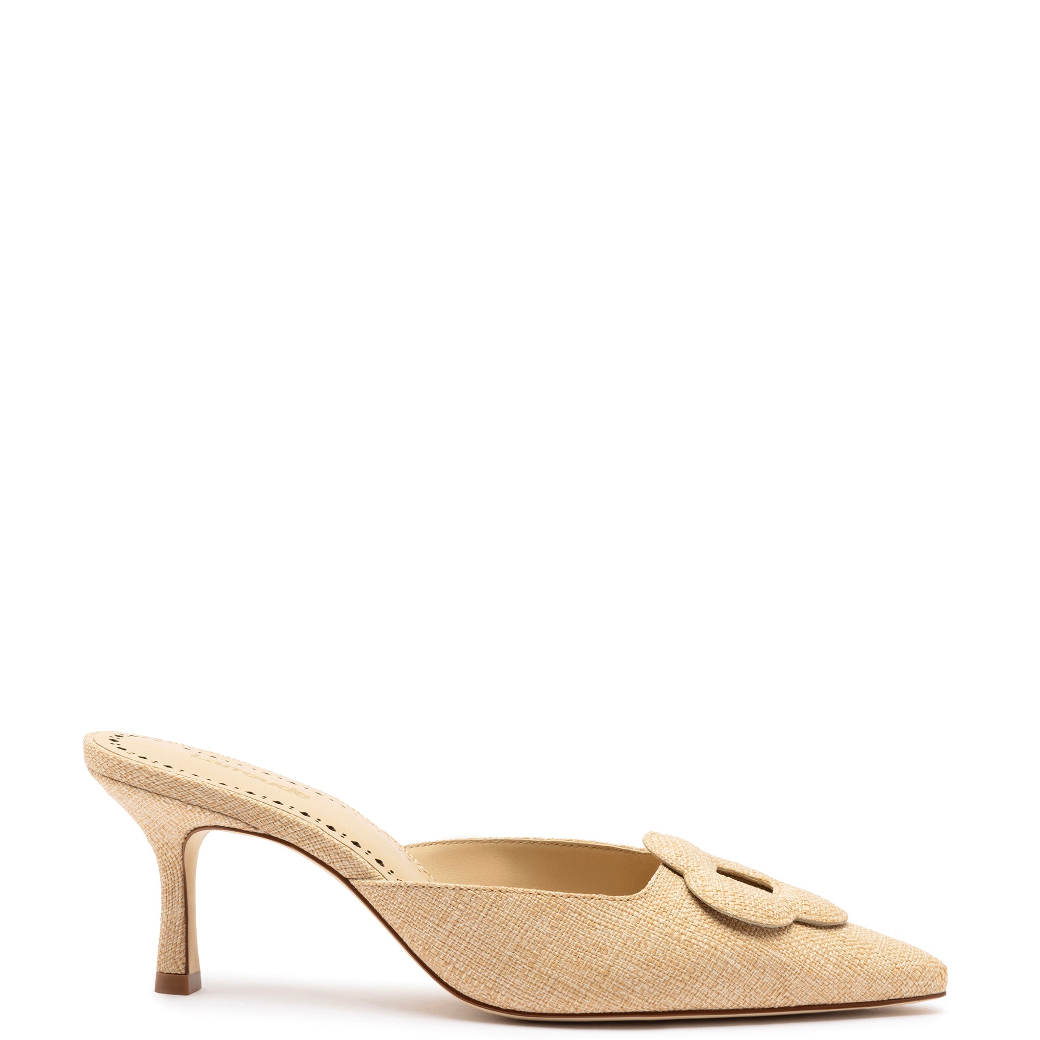 Flora Pump In Beige Raffia by Larroudé