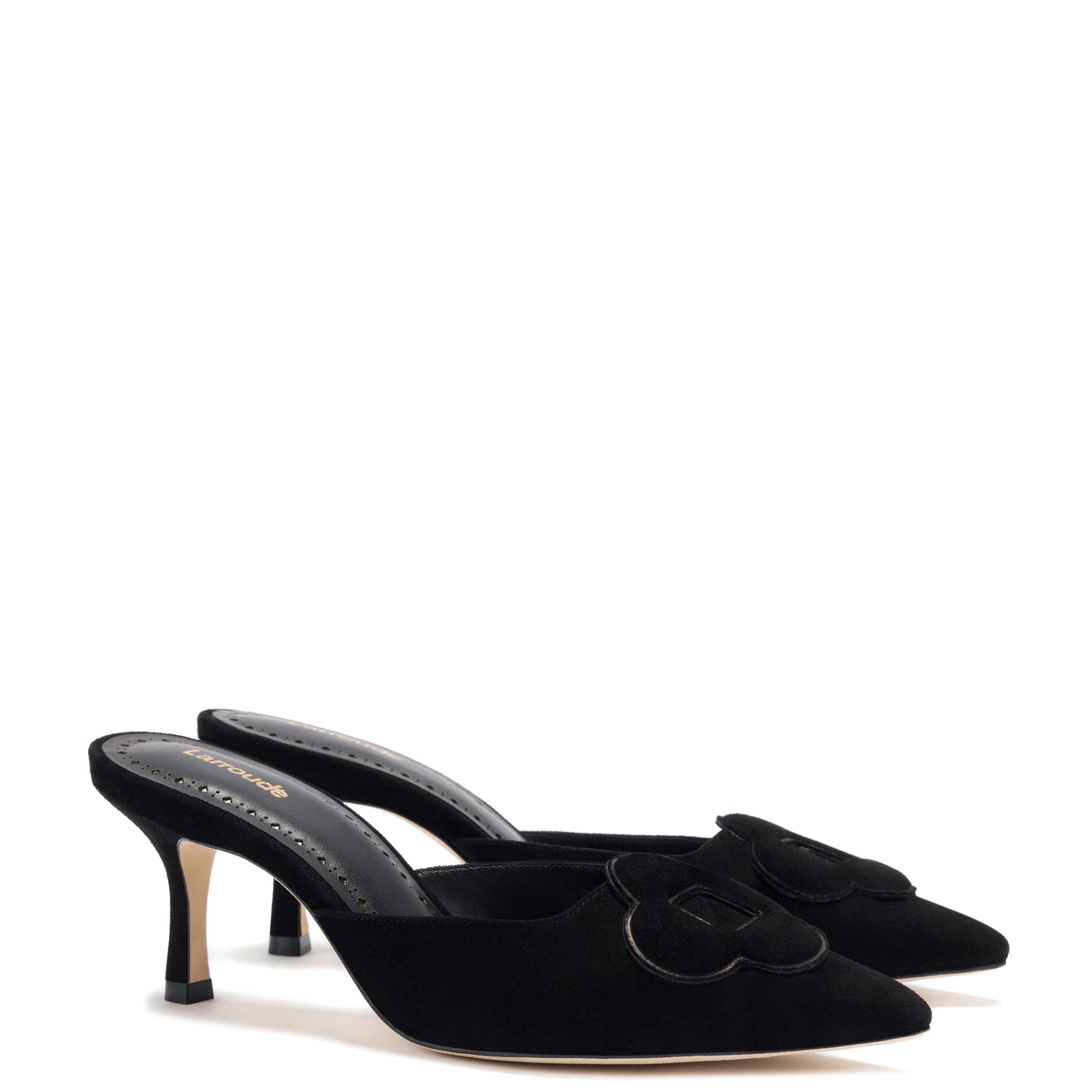 Flora Pump In Black Suede by Larroudé