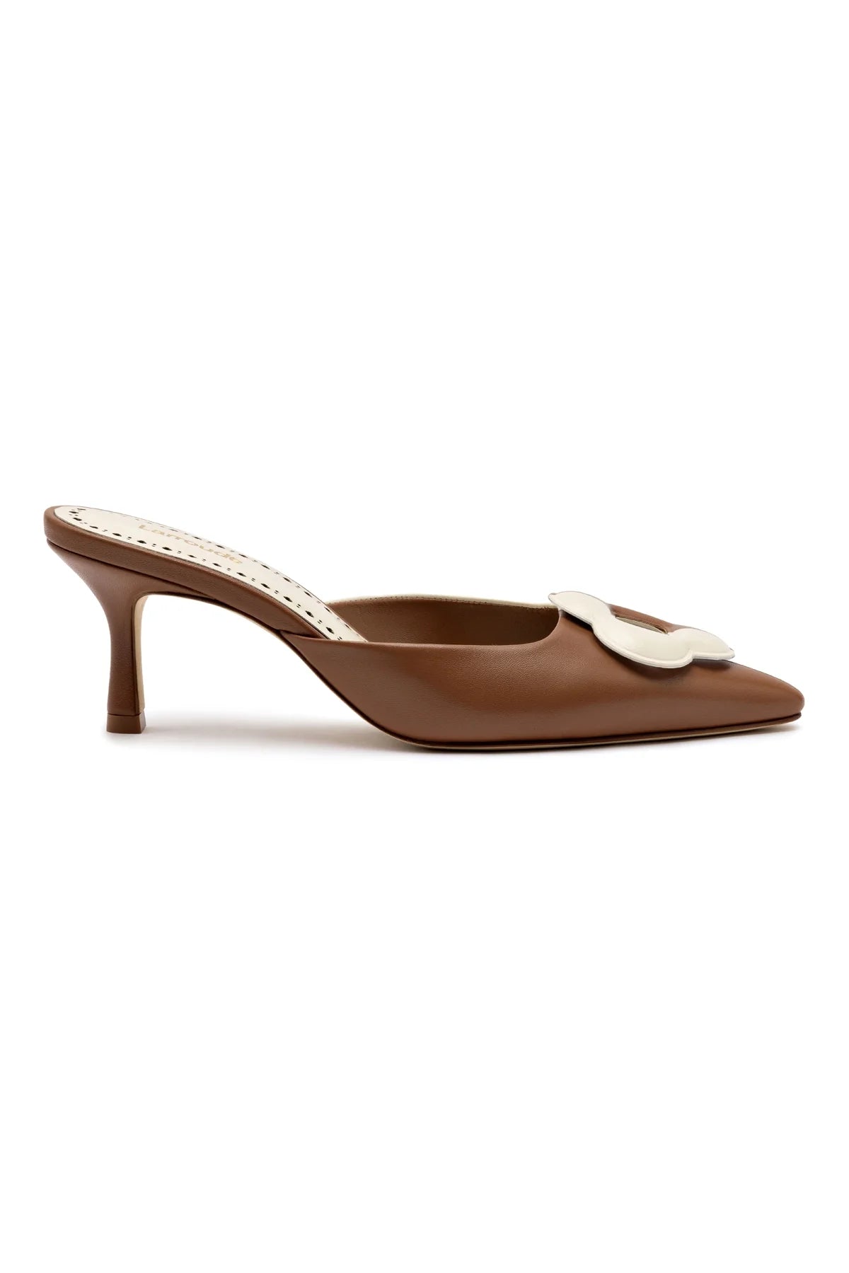 Kitten Heel Mule in Caramel by Larroudé