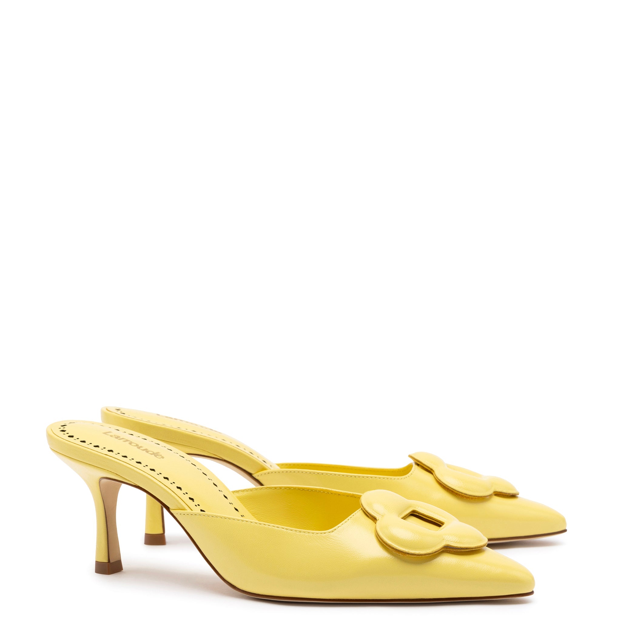 Flora Pump In Lemonade Leather by Larroudé