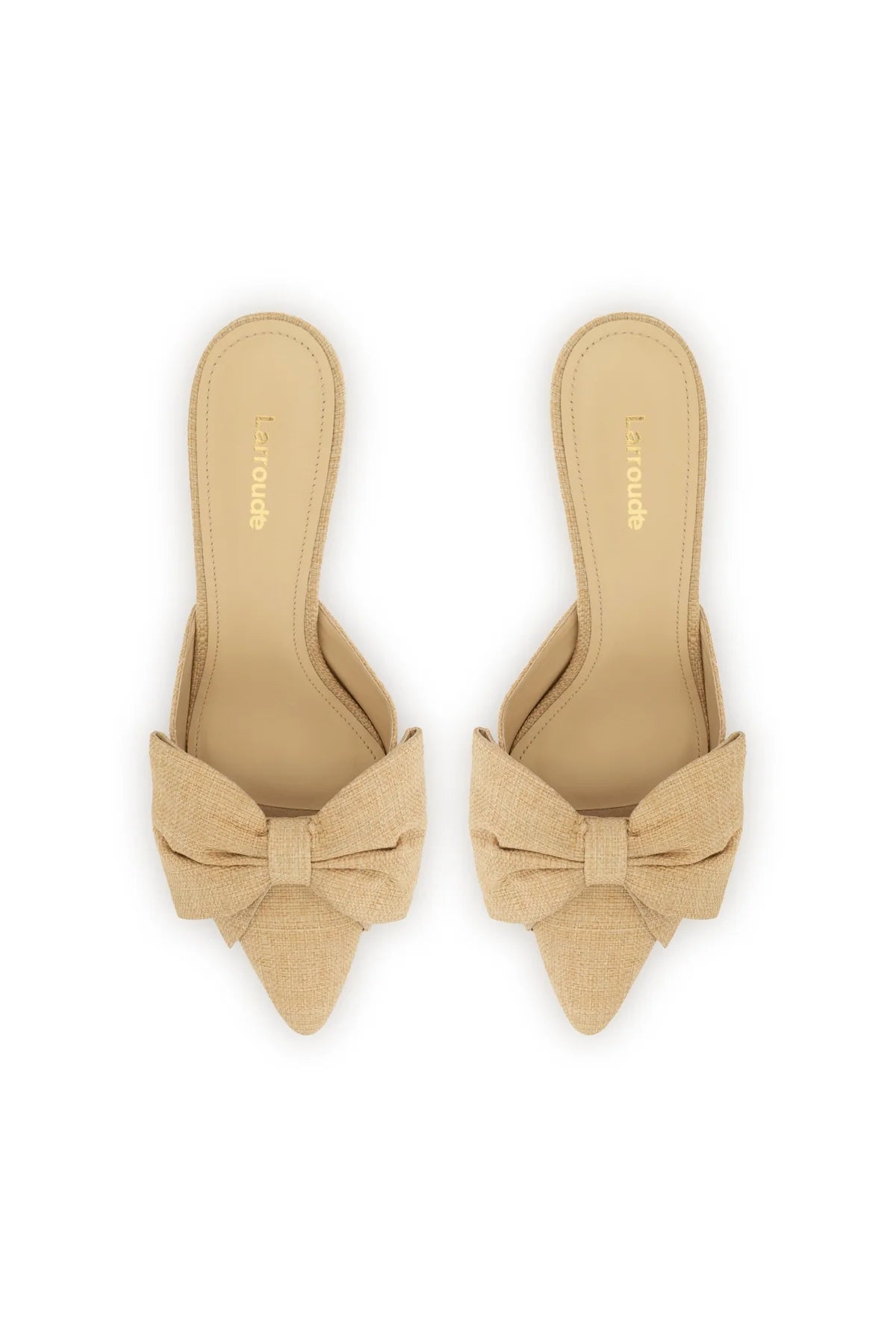 Mini Elle Pump In Beige Raffia by Larroudé