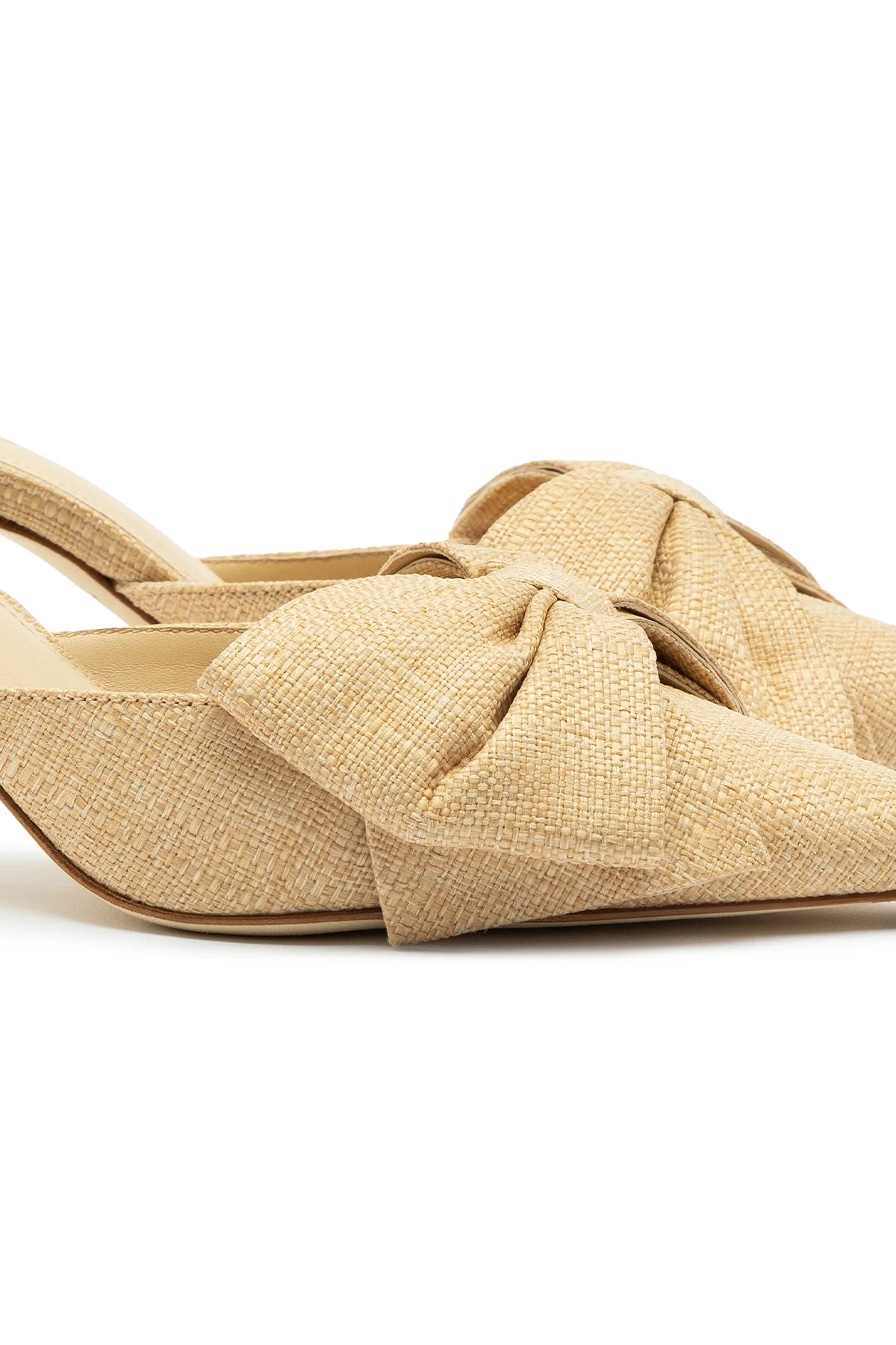 Mini Elle Pump In Beige Raffia by Larroudé