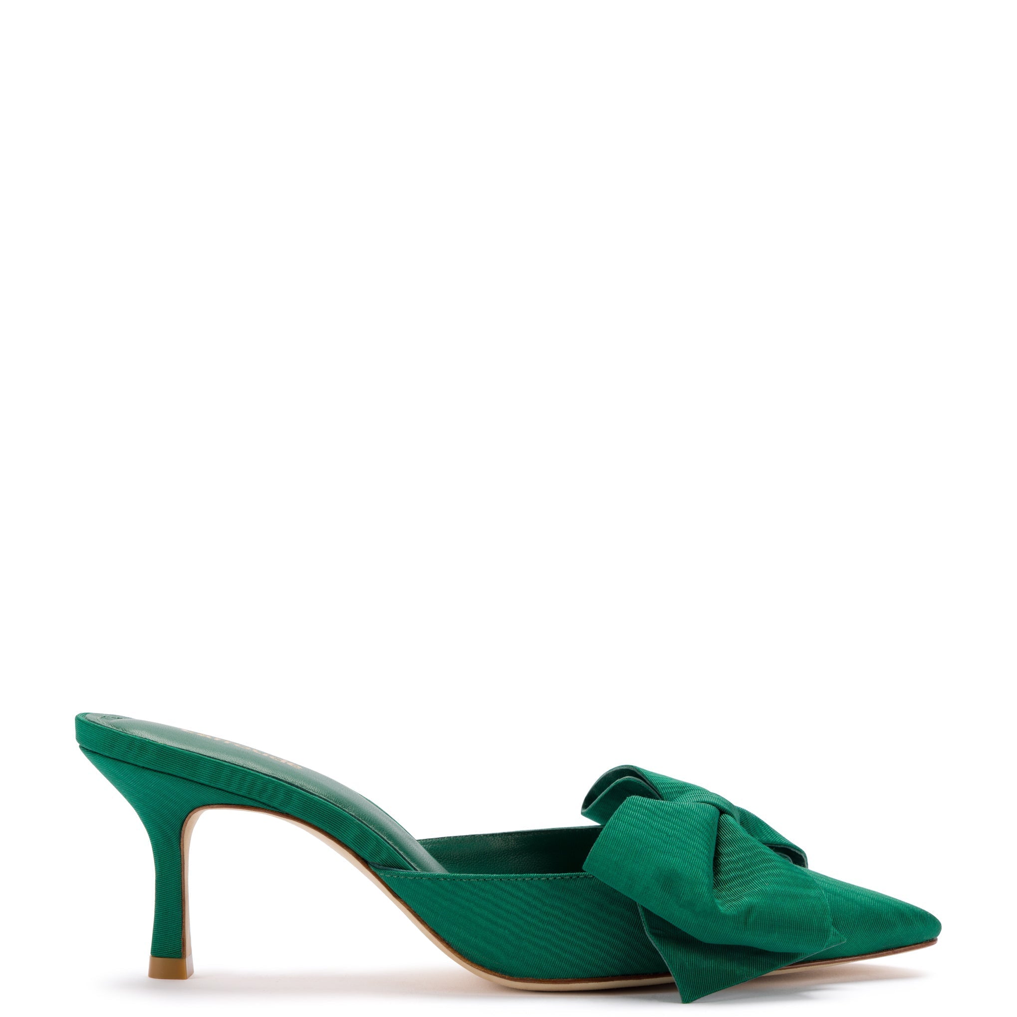 Mini Elle Pump In Emerald Fabric by Larroudé
