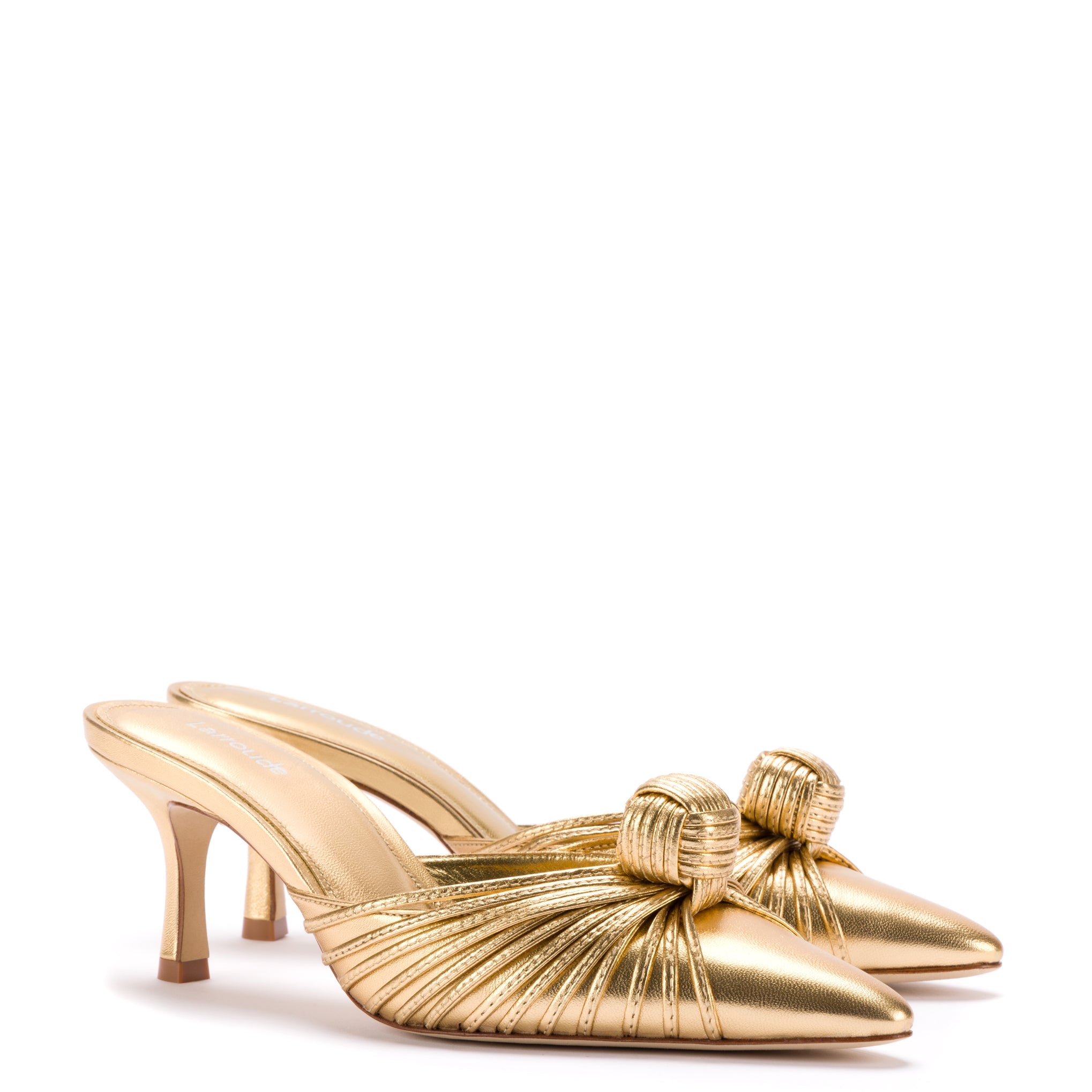 Mini Valerie Pump In Gold Metallic Leather by Larroudé